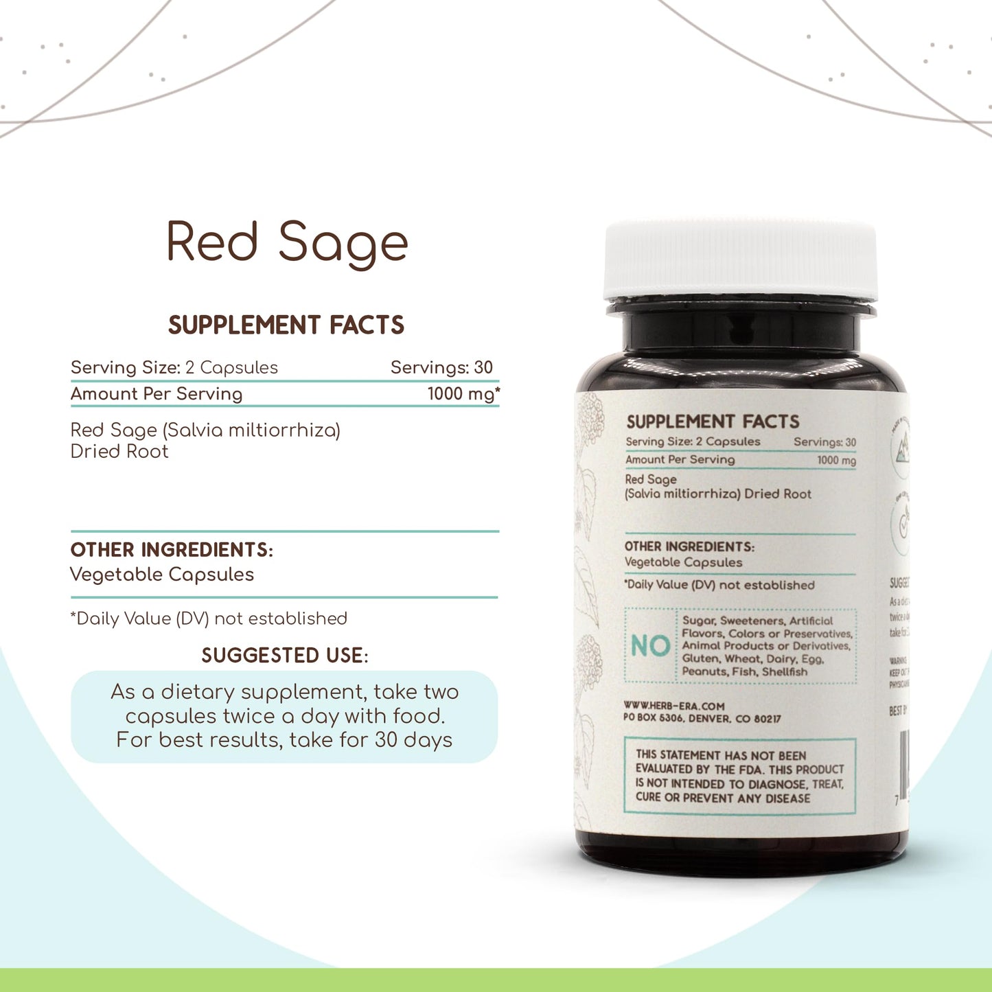 HerbEra Red Sage Capsules, 60 Count