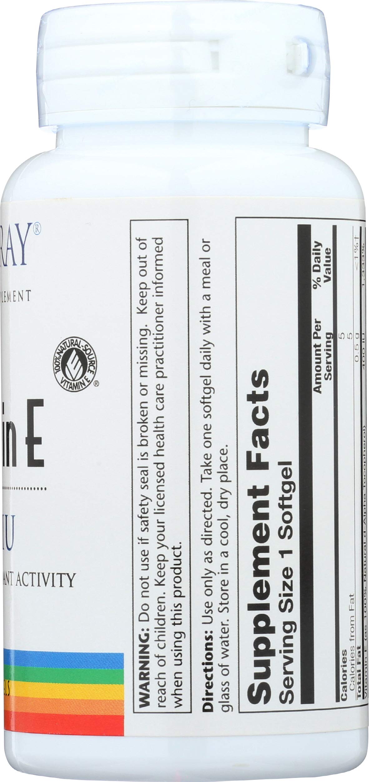 Solaray Vitamin E D-Alpha Tocopherol Softgels 100 Count