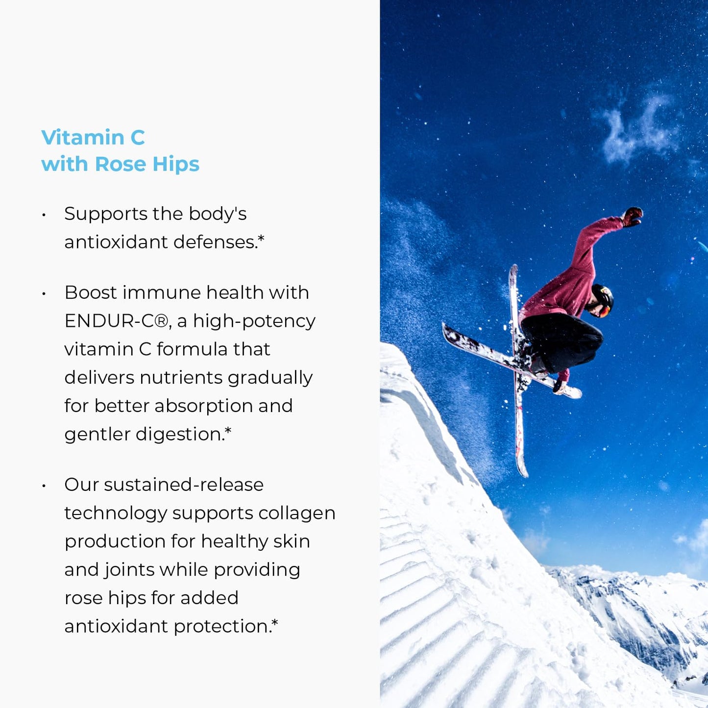 Endurance Products ENDUR-C Vitamin C + Rose Hips SR (Sustained Release) 500 mg Tablet, 200 Tablets