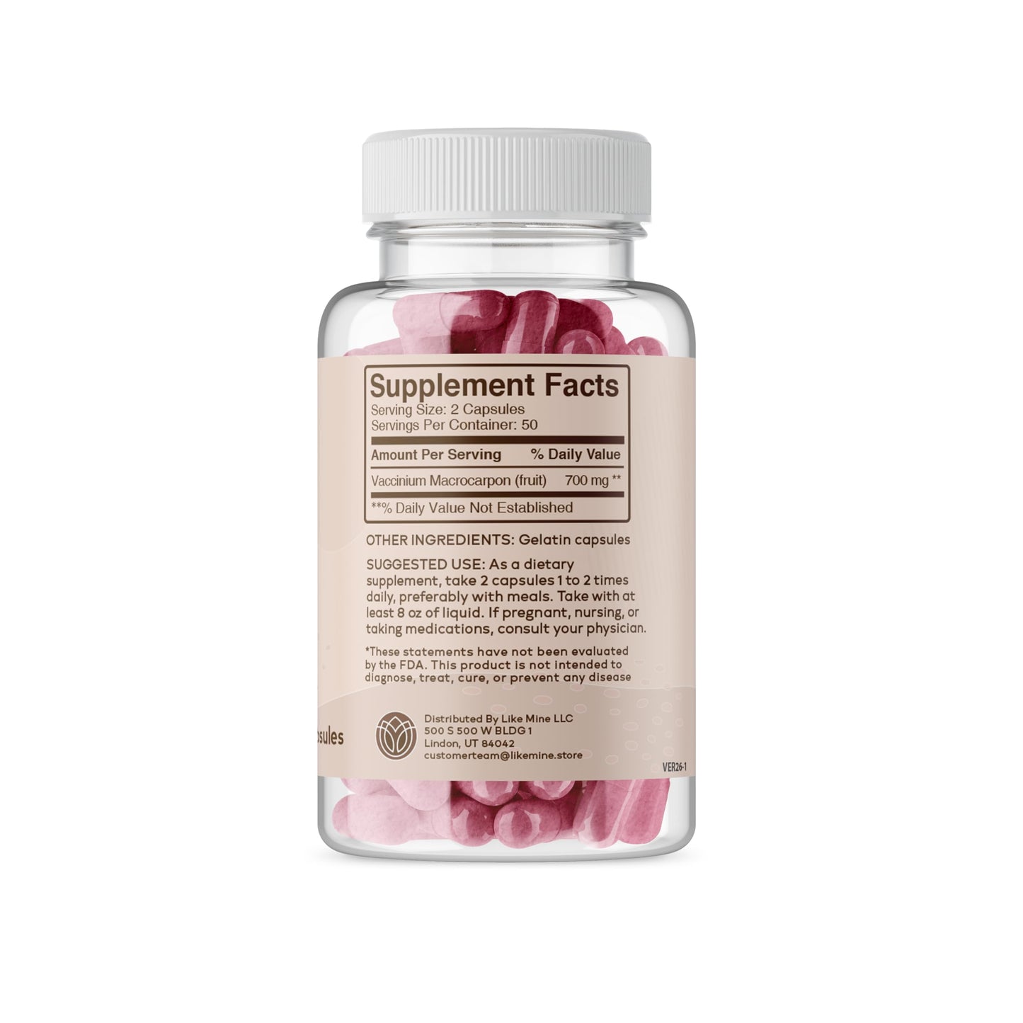 Like Mine Cranberry Extract Capsules 100 Count