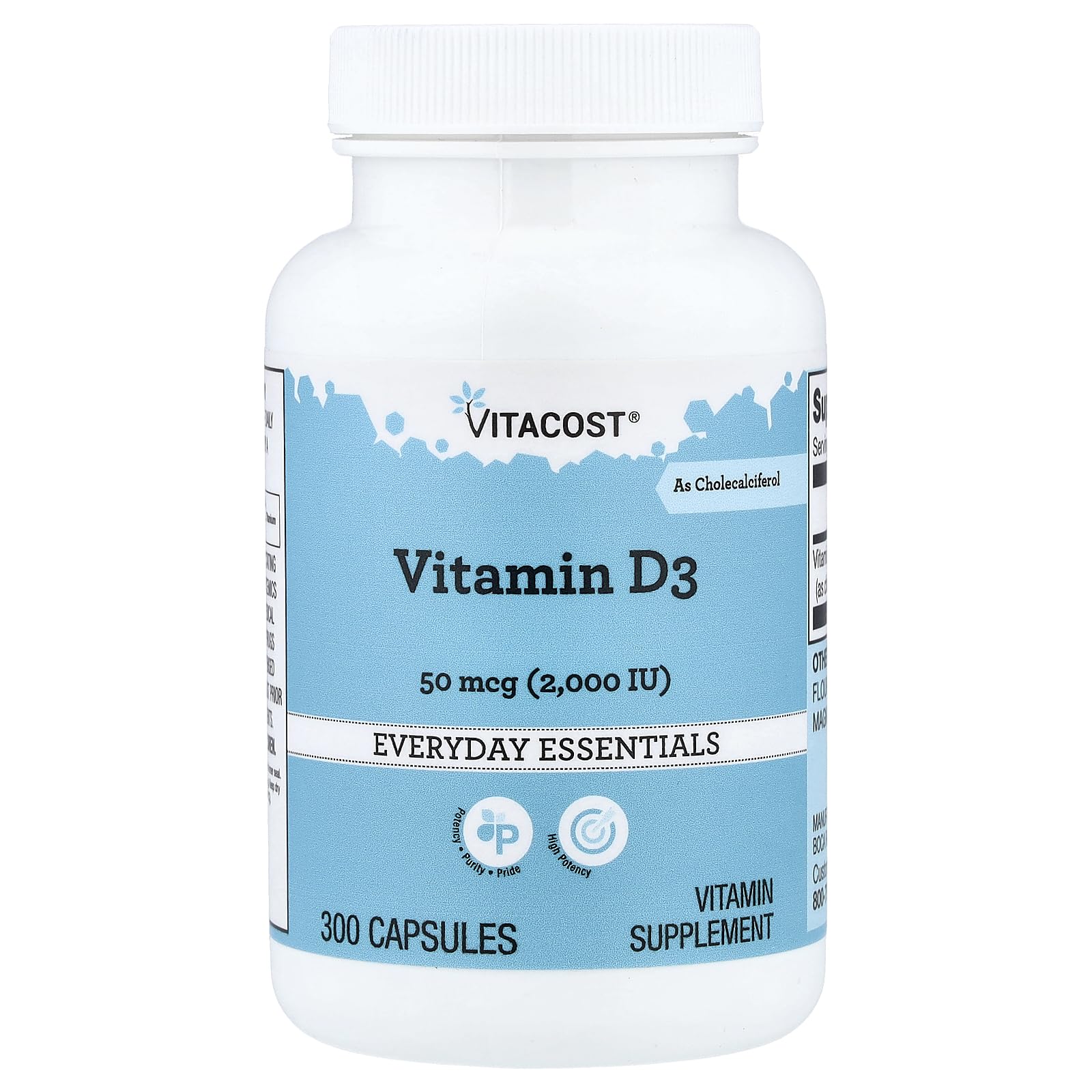 Vitacost Vitamin D3 2000 IU (as Cholecalciferol) Capsules, 300 Count