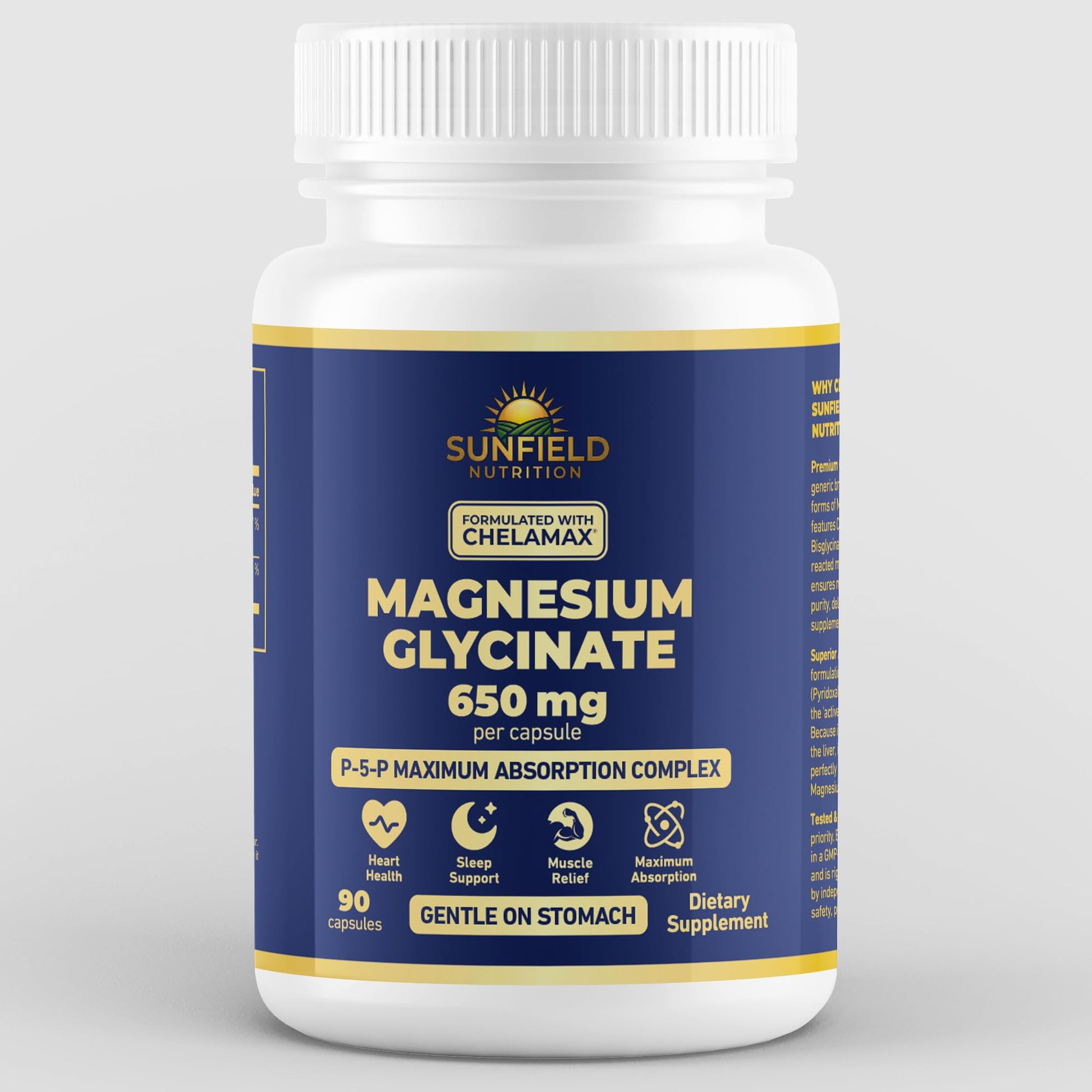 Sunfield Nutrition Magnesium Glycinate 650 mg Capsule, 90 Capsules