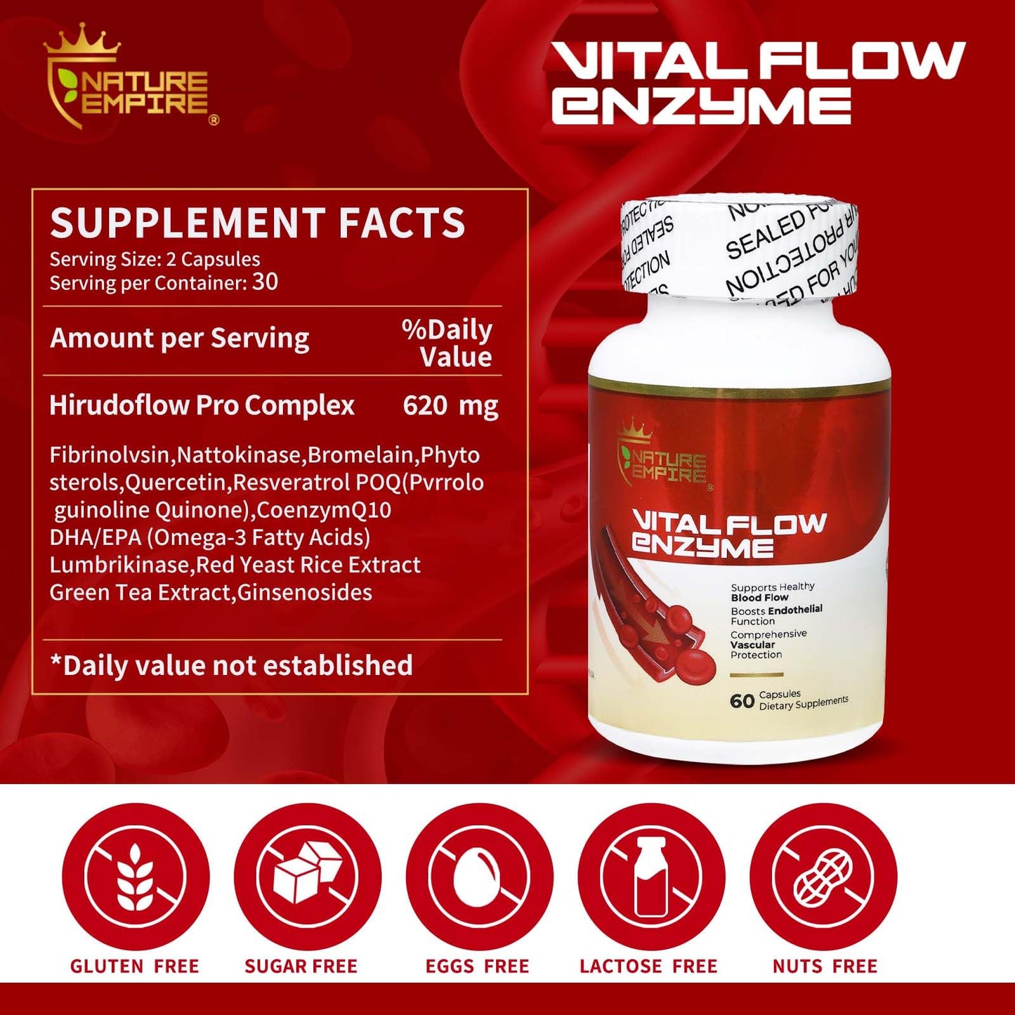 NATUREMPIRE Nattokinase Supplement 4000 FU Per Serving Capsule, 60 Count