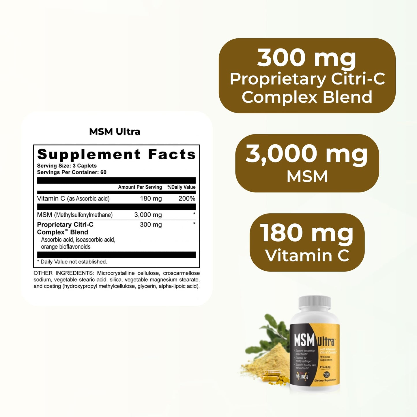 Youngevity Freelife MSM Ultra Caplets, 180 Count