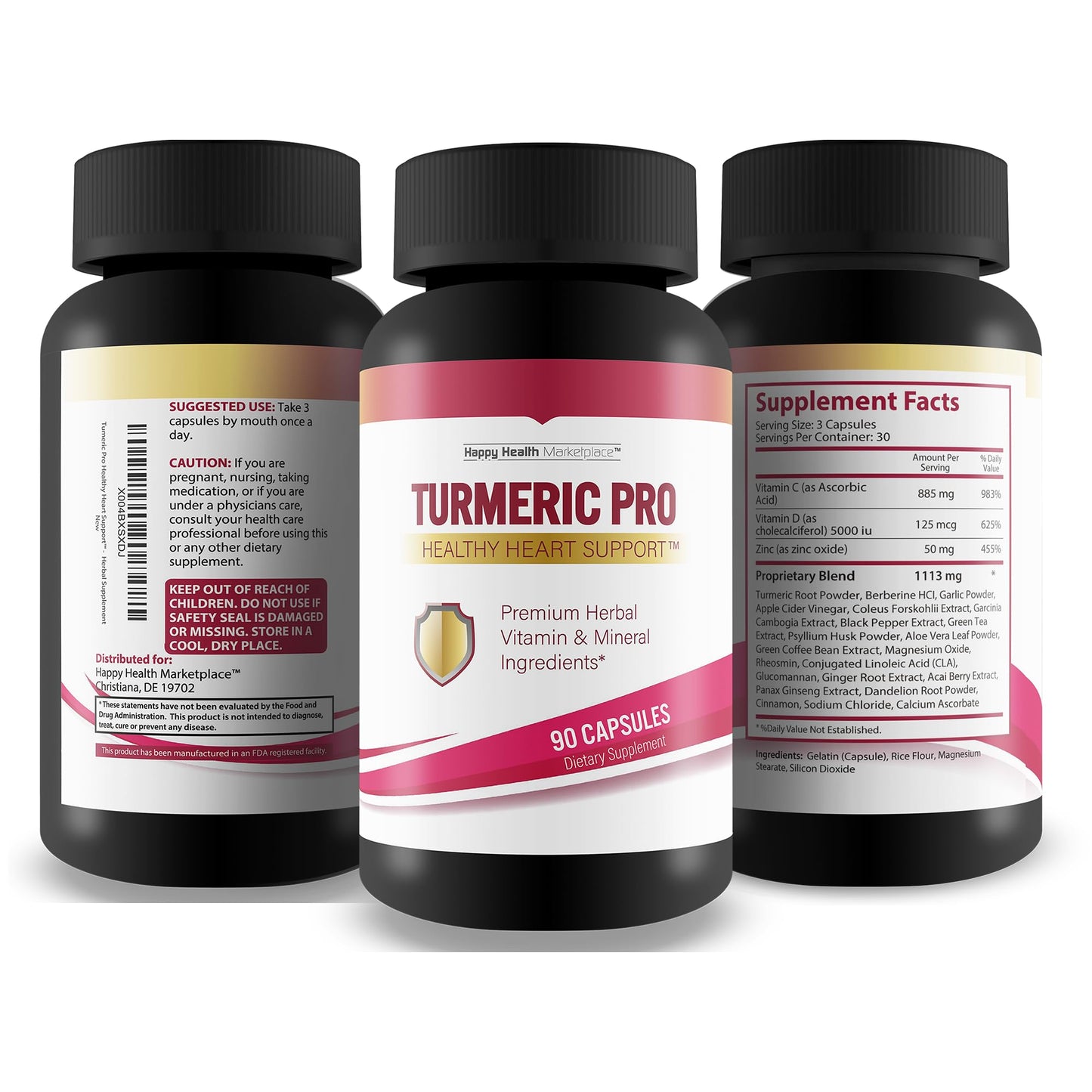 Happy Health Marketplace Gold Turmeric Pro Turmeric Curcumin Capsules, 90 Count