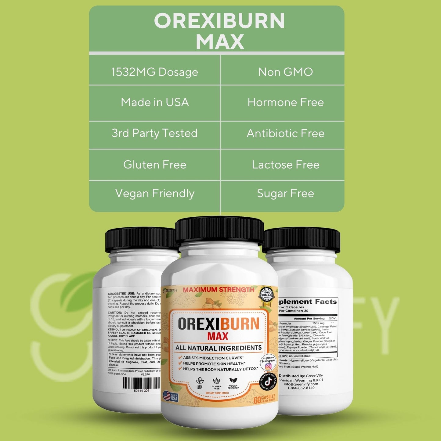 GREENVIFY Orexiburn Max Maximum Strength Supplement Capsules, 60
