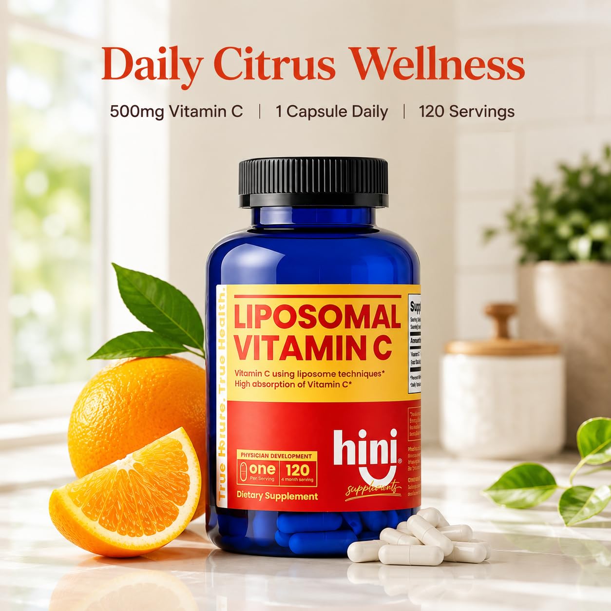 HINI Liposomal Vitamin C 500mg Tablet, 120 Count