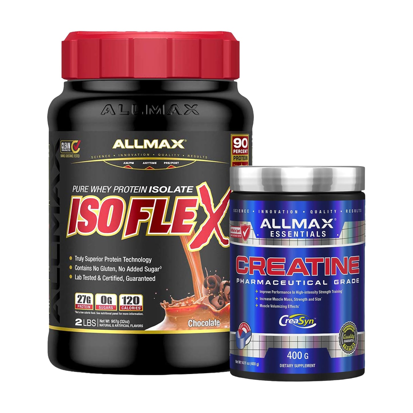 ALLMAX ISOFLEX Whey Protein Isolate Powder + Creatine Monohydrate Stack