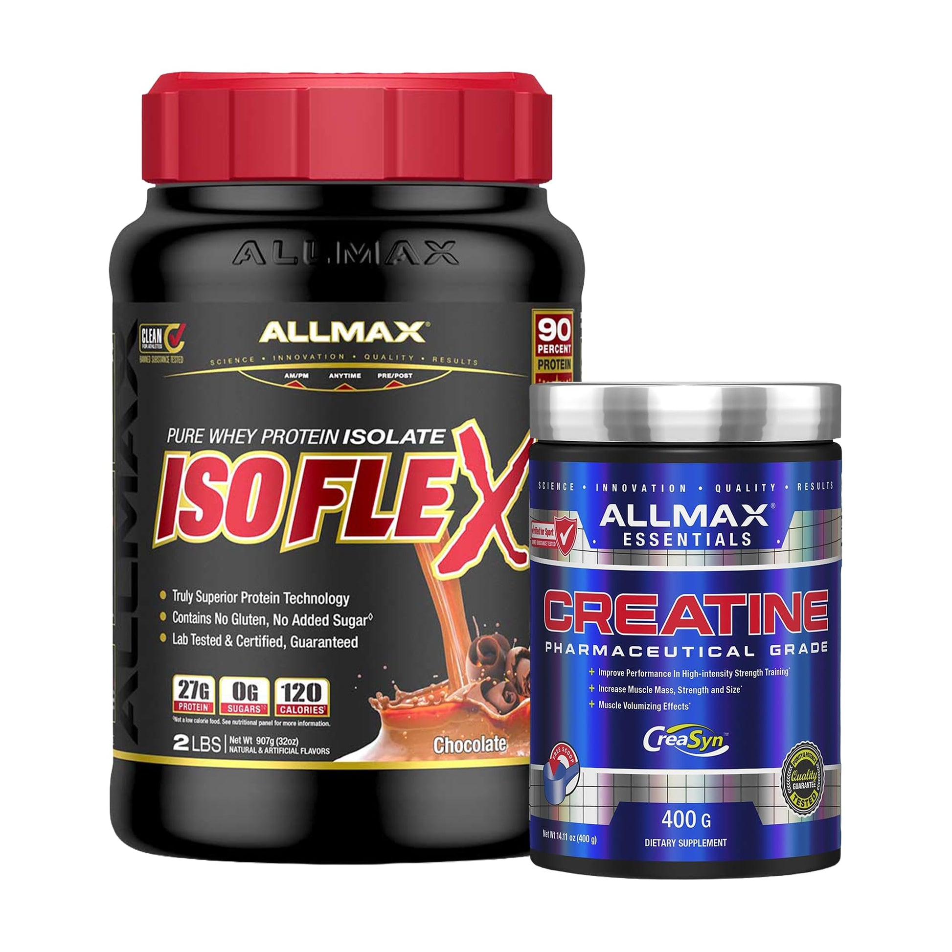 ALLMAX ISOFLEX Whey Protein Isolate Powder + Creatine Monohydrate Stack