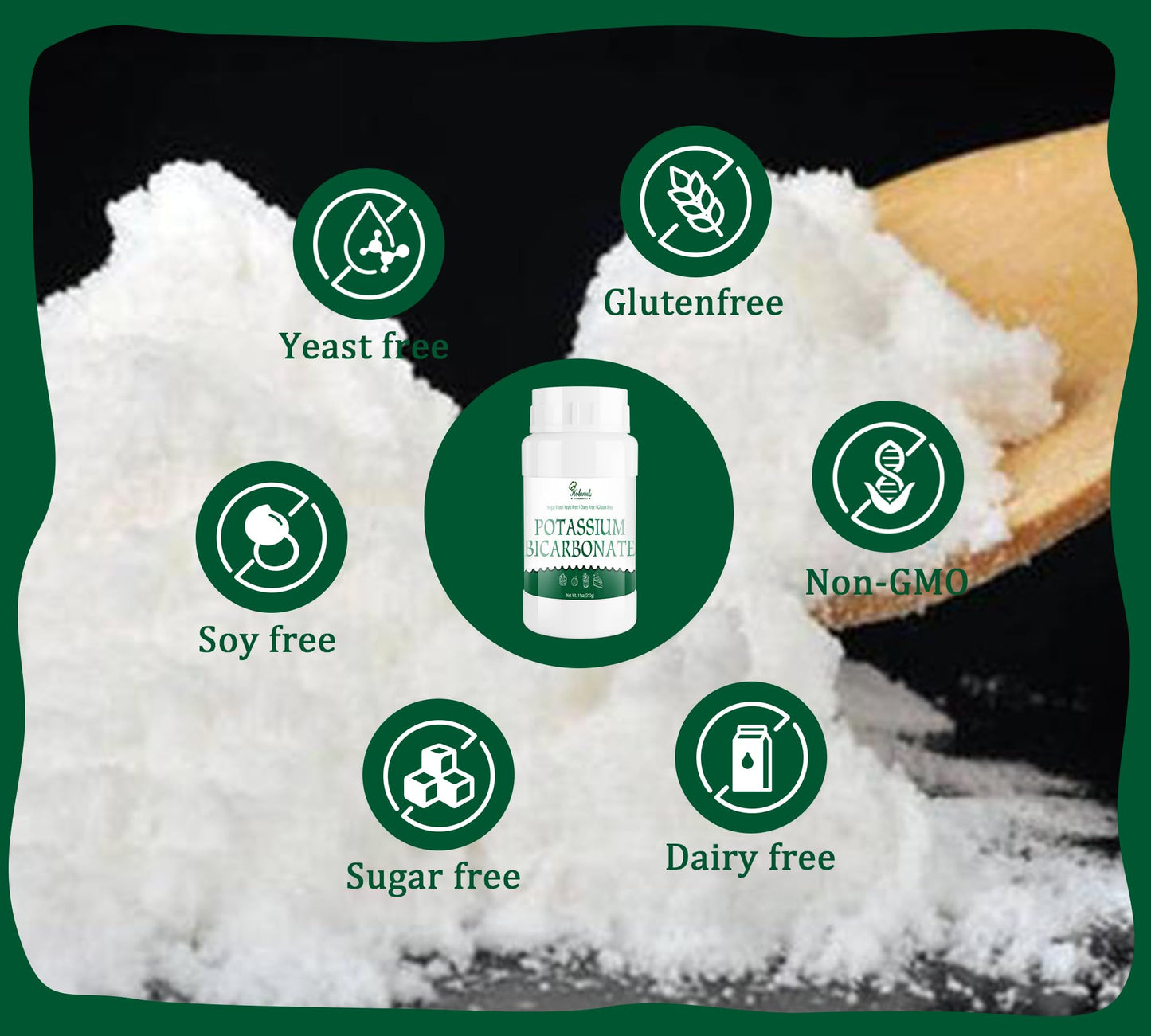 Holamdo Potassium Bicarbonate Powder, 10 oz, 100% Pure, Food Grade Mineral Supplement for Plants, Cakes, Winemaking, Gluten Free, Vegan Friendly