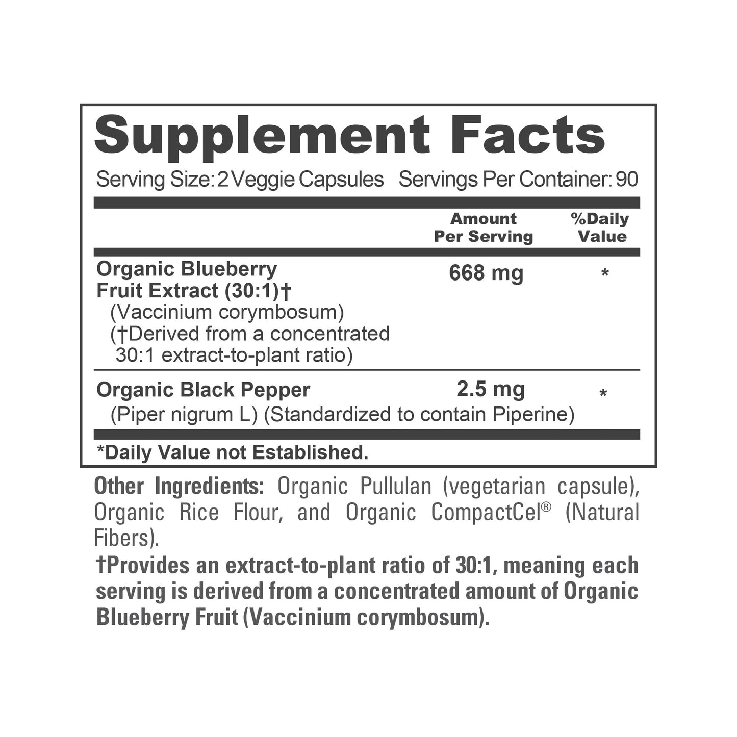NusaPure Organic Blueberry Capsules 180 Count