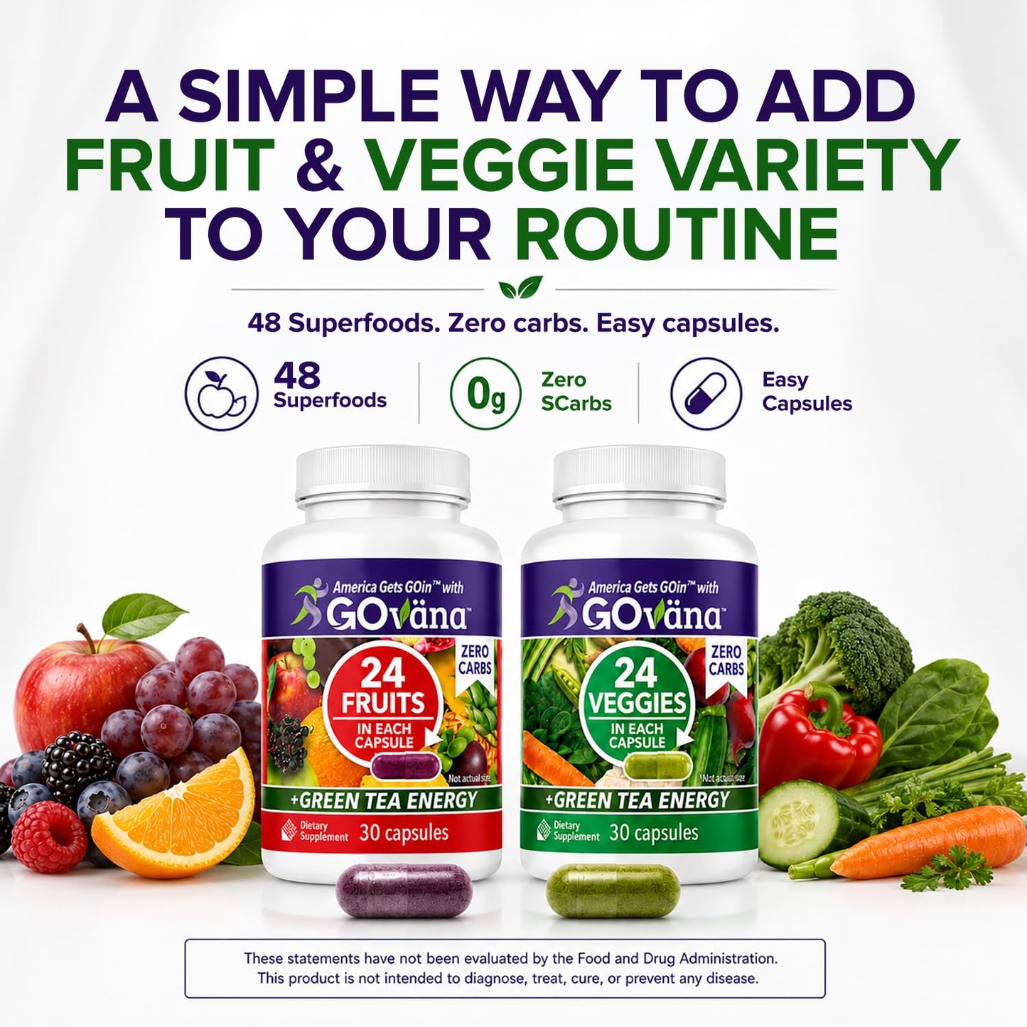 Hempvana GOvana Fruits & Veggies Supplement Capsules, 60 Capsules