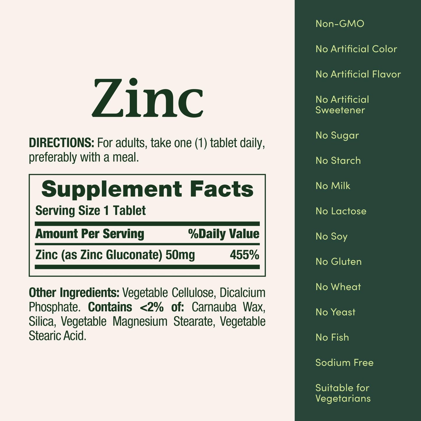 Nature's Bounty Zinc 50mg Capsule, 100 Count