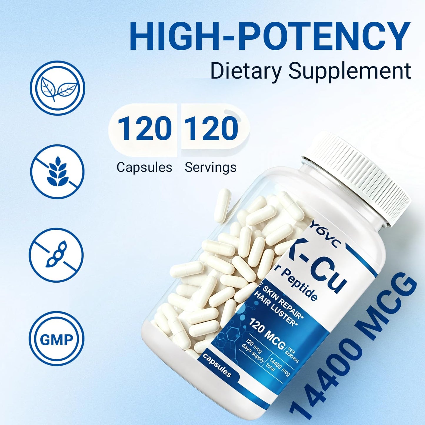 FIYY6VC GHK-Cu Copper Peptide Supplement Capsule 120