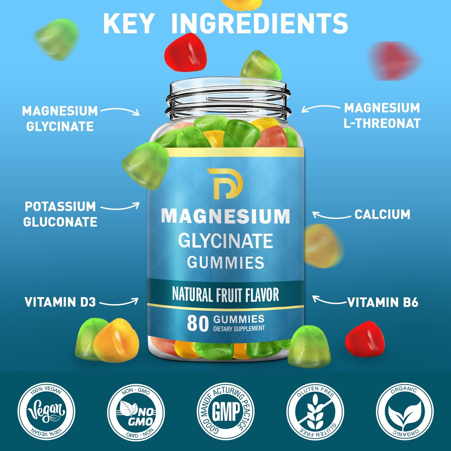 DriRaych Magnesium Glycinate Gummies Sugar Free 400mg Magnesium, 160 Gummies