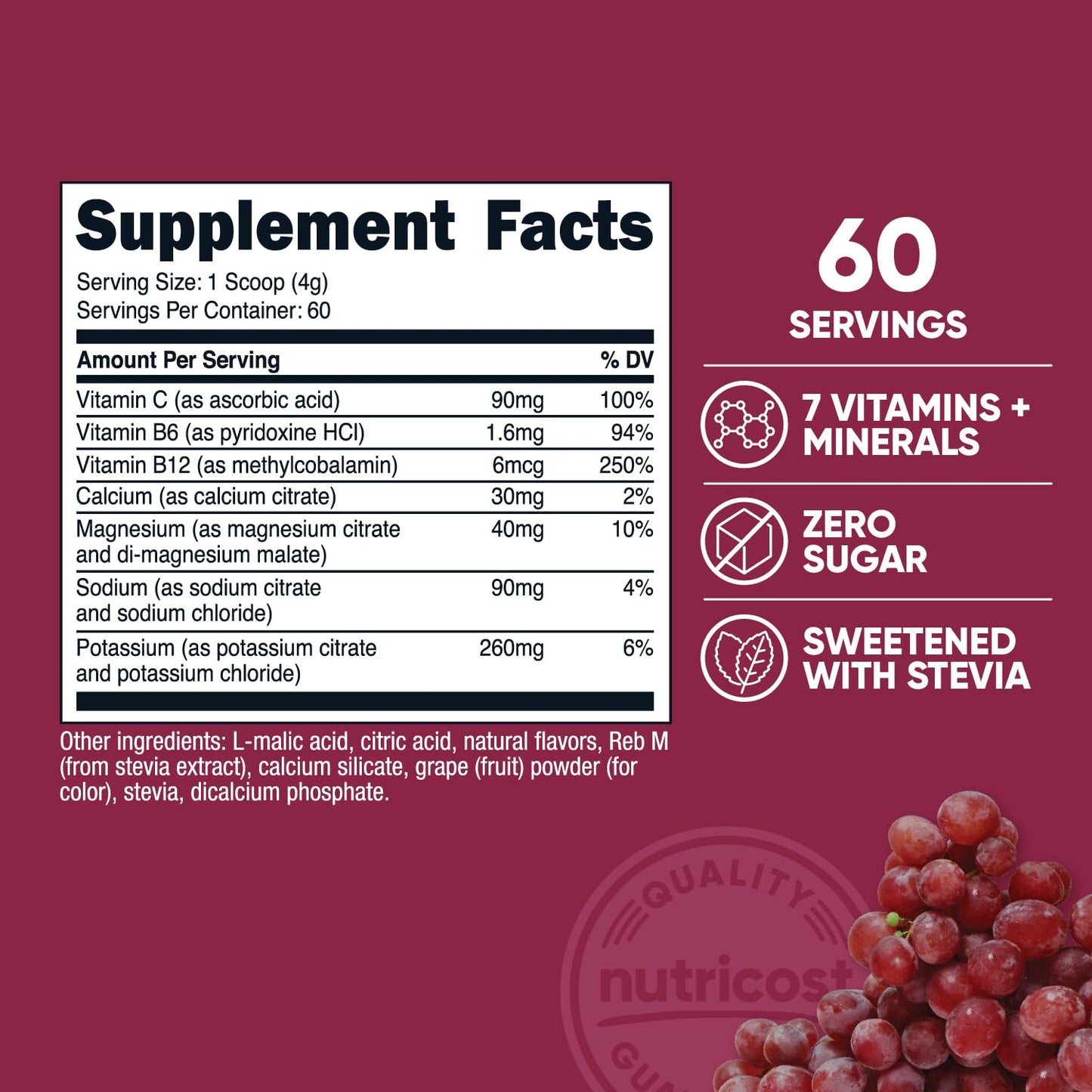 Nutricost Electrolyte Complex Powder (Grape) 8.4 Ounce