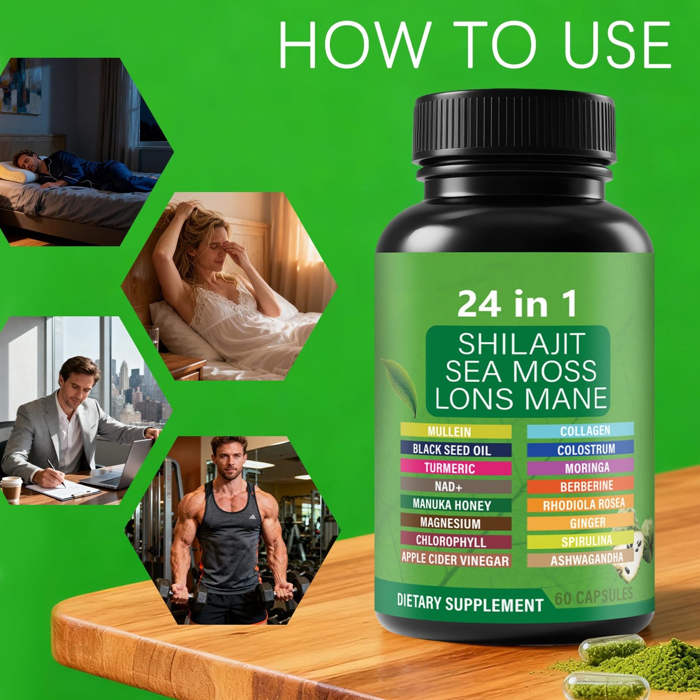 ZYGCDZ Soursop with 24-in-1 Herbal Blend Capsules, 60 Count