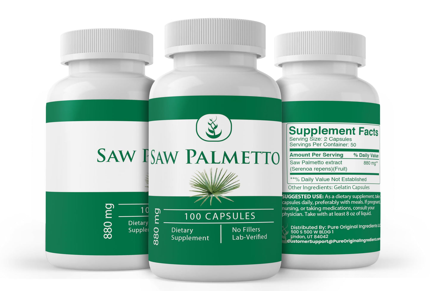 PURE ORIGINAL INGREDIENTS Saw Palmetto Capsules, 100 Count
