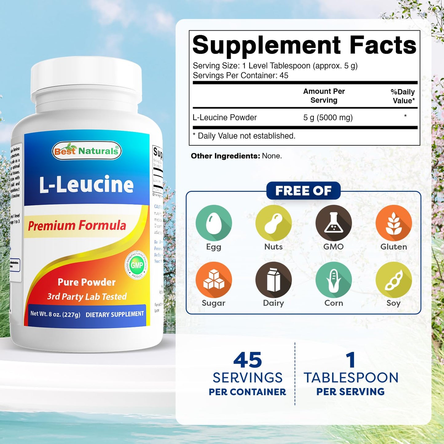 Best Naturals L-Leucine Pure Powder 8 oz