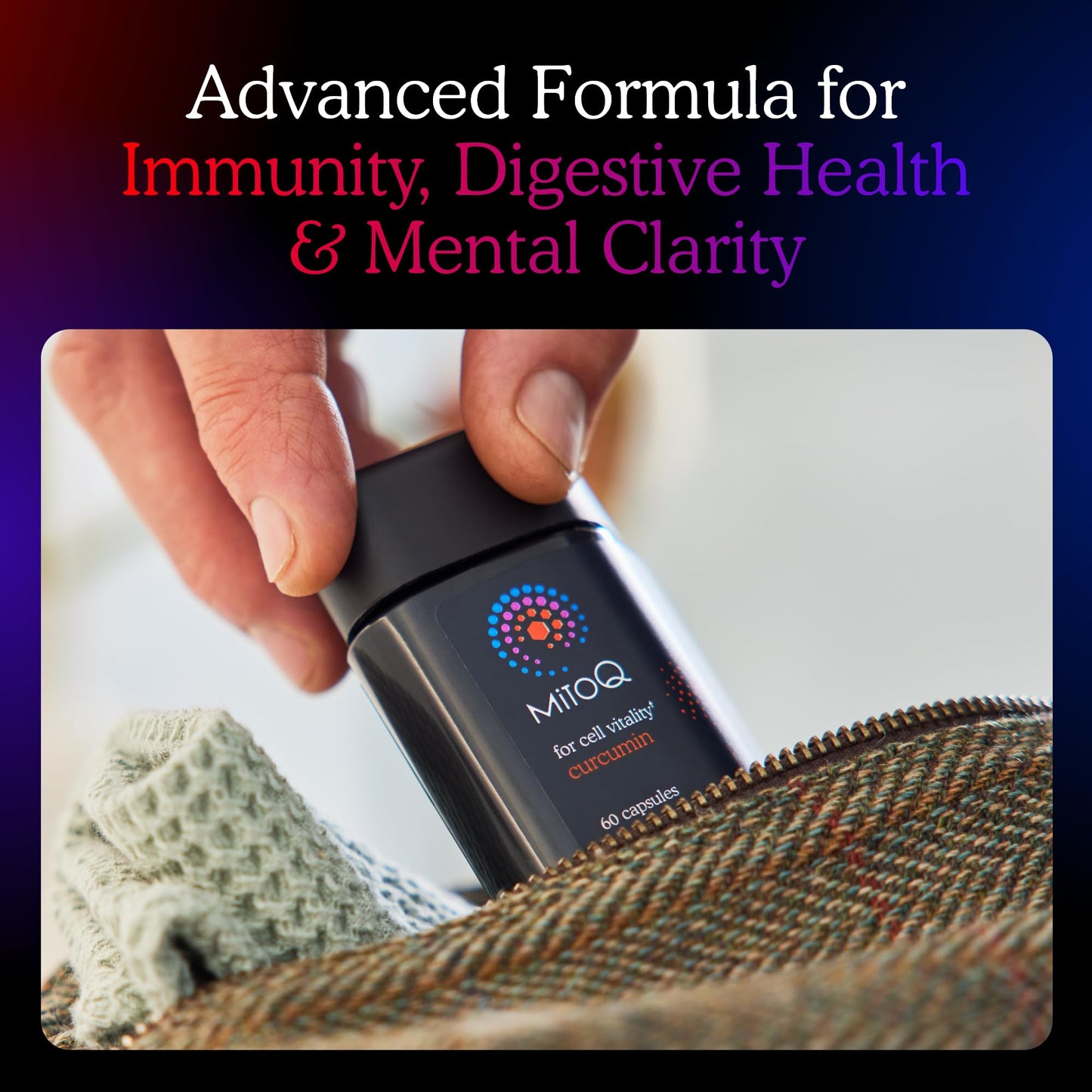 MitoQ Curcumin Longvida Lipidated Formula Mitochondria-targeted Antioxidant | Ultra Bioavailable & Sustained Action Free-Form Curcumin, 60 Capsules
