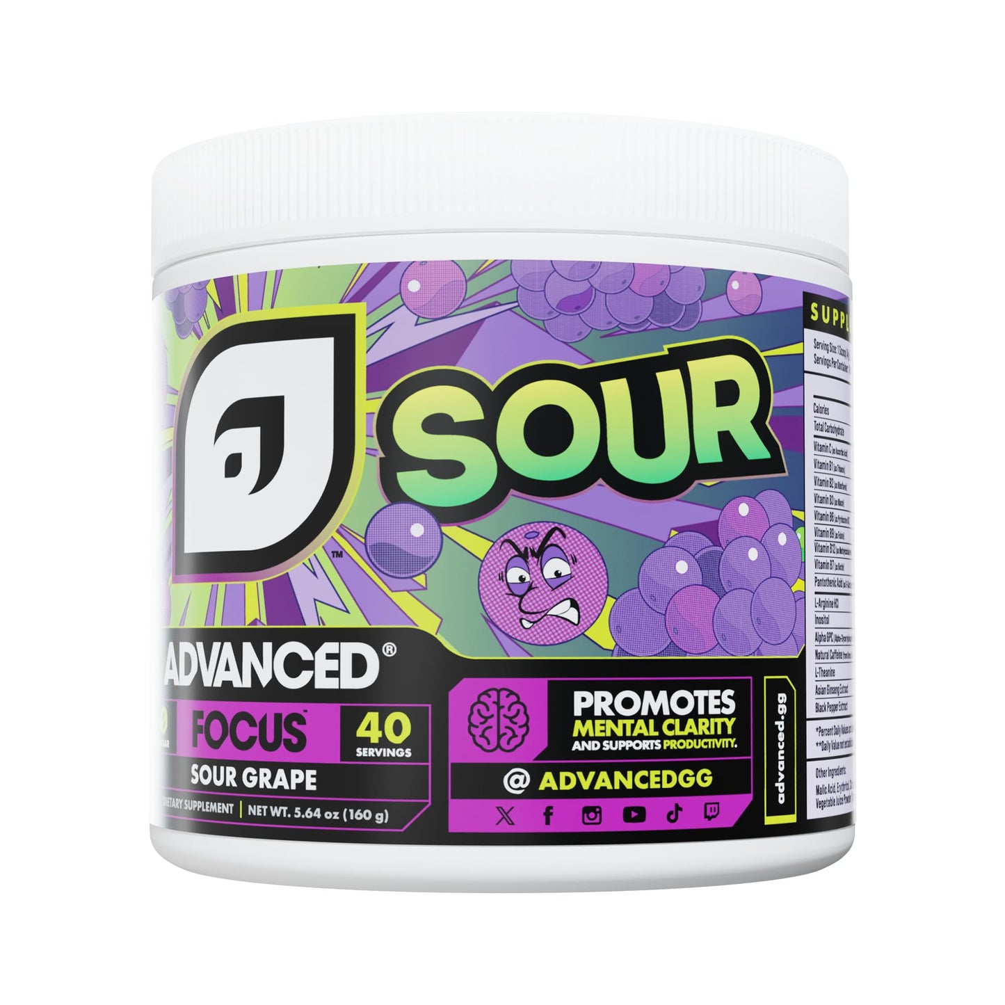 Advanced Focus Sour Grape Powder 5.64 oz