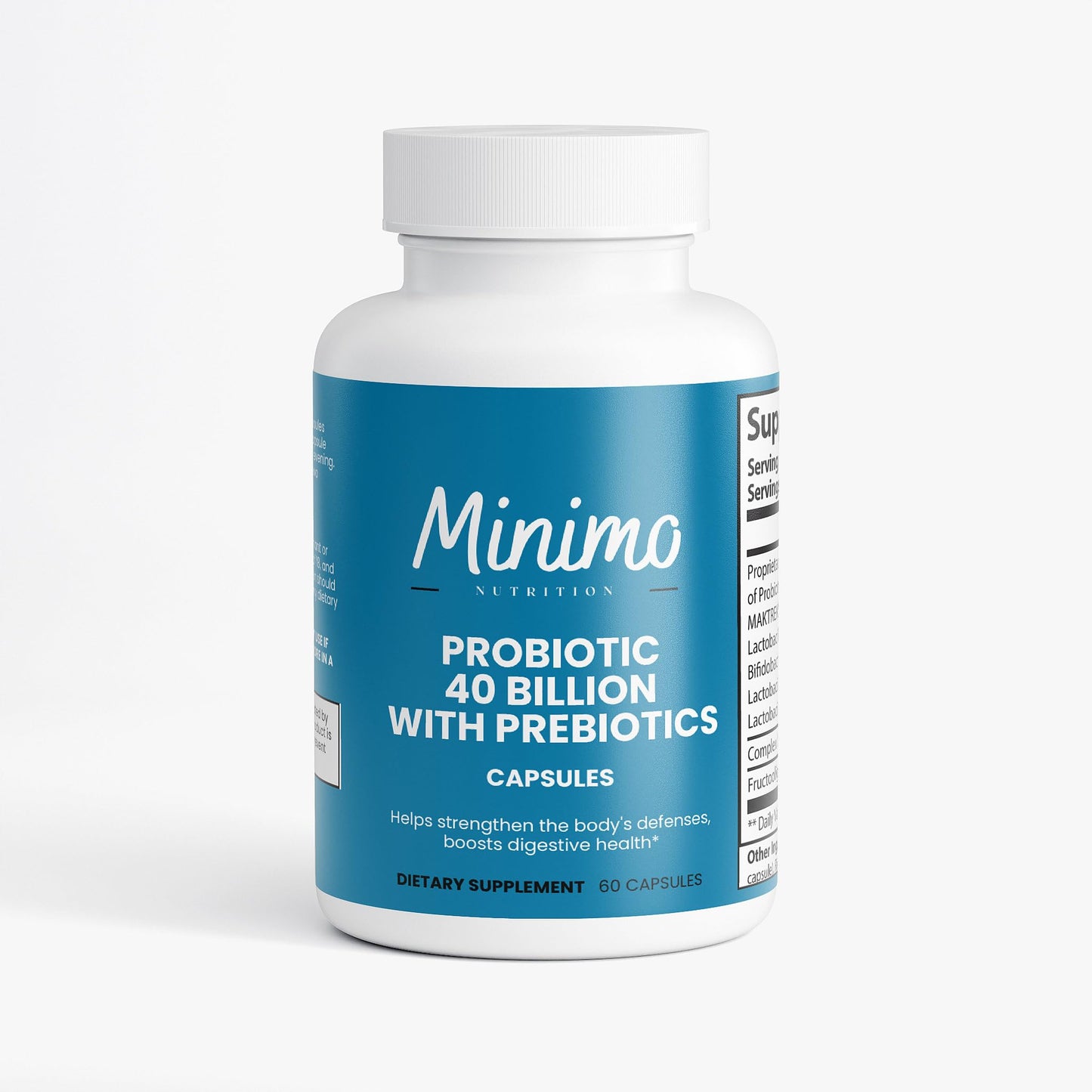 Minimo Nutrition Probiotic 40 Billion with Prebiotics Capsule, 60 Count