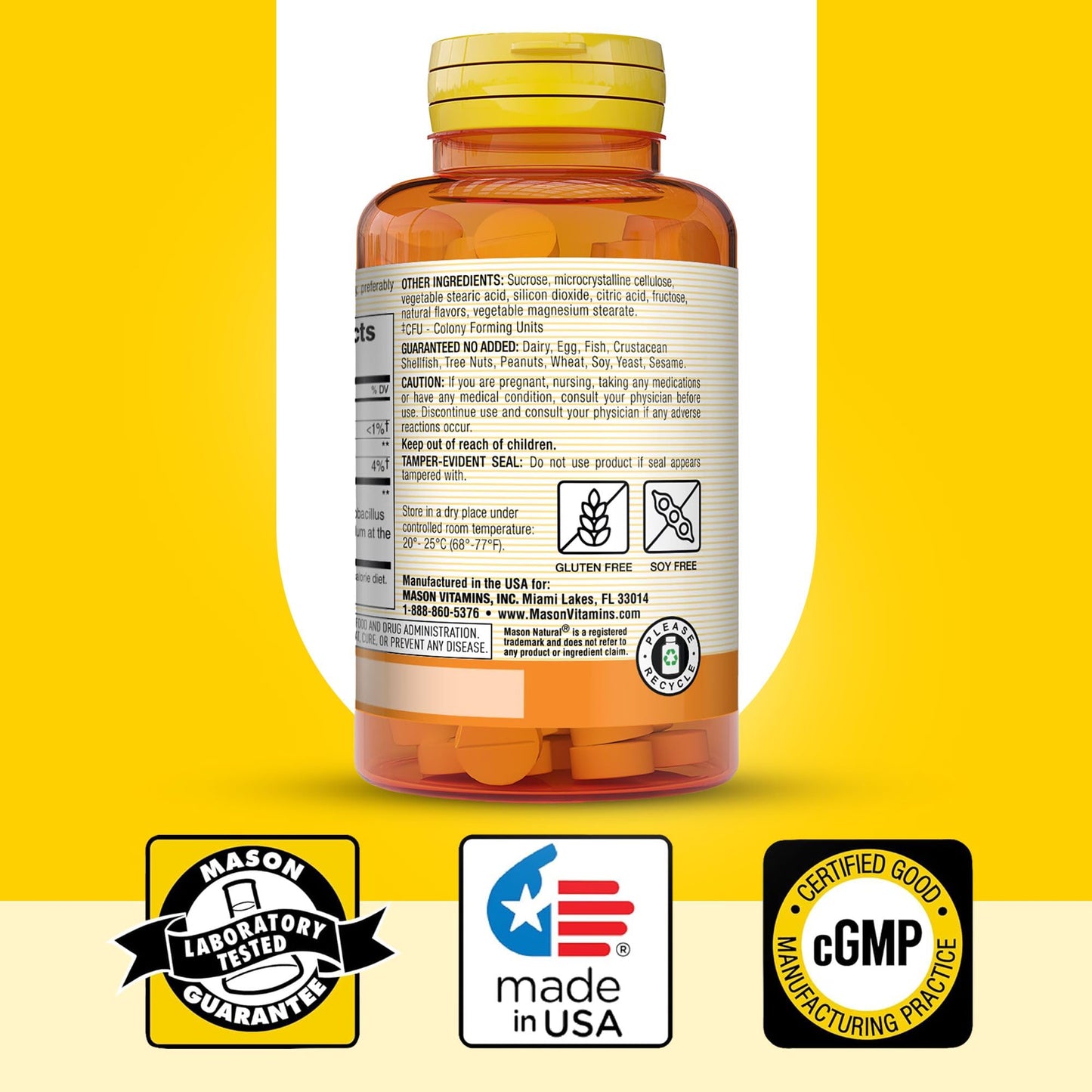 MASON NATURAL Probiotic Acidophilus with Bifidus Chewable Wafers 100