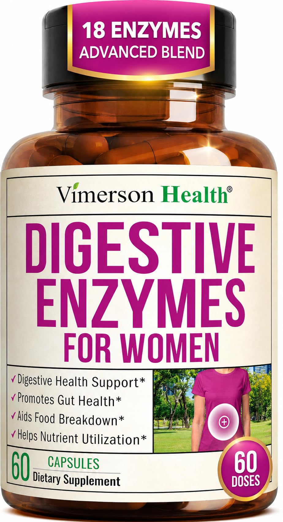 Vimerson Health Digestive Enzymes for Women Capsules, 60 Count