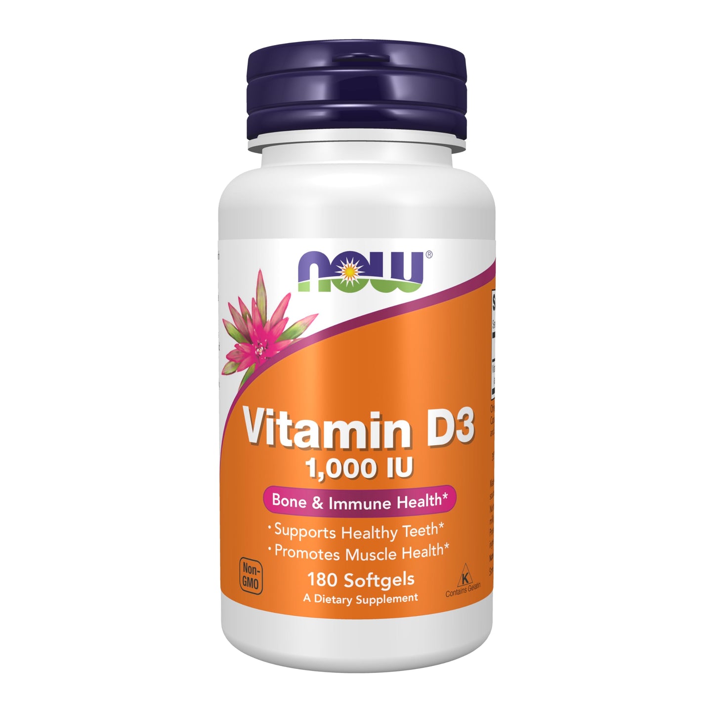 NOW Foods Vitamin D-3 1000 IU Softgels, 180 Count