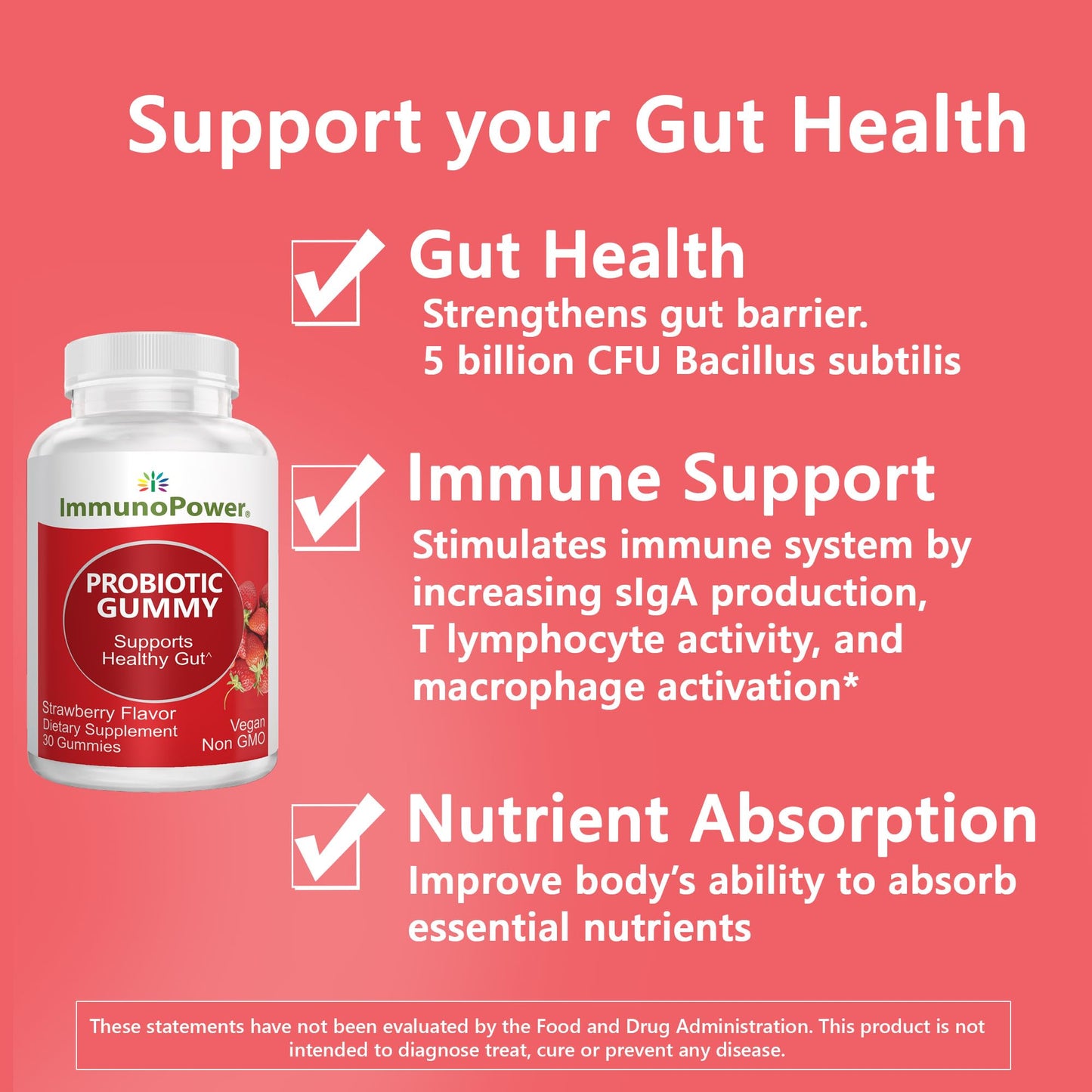 ImmunoPower Organic Probiotics Gummies 60 Count