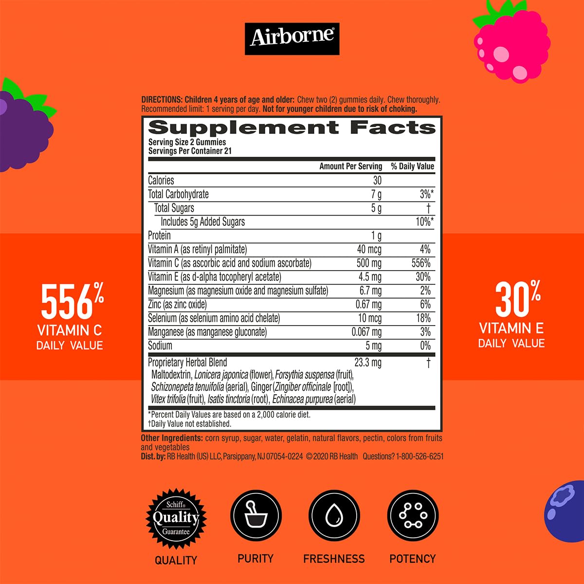 Airborne Vitamin C + Zinc Immune Support Gummies, 42 Count (Pack of 6)