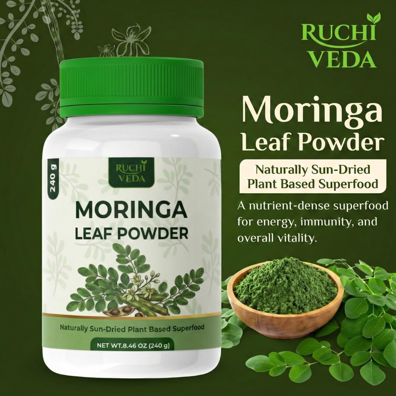 Ruchi Veda Moringa Leaf Powder 8.46 oz