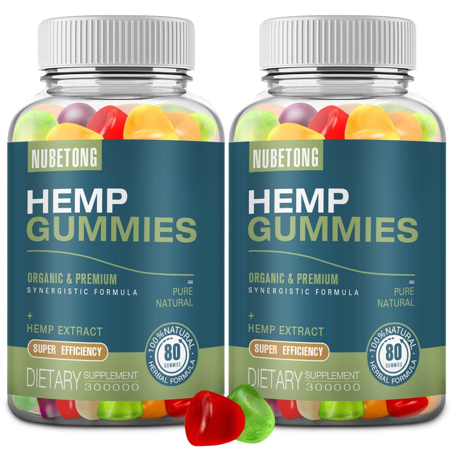 Nubetong Organic Hemp Gummies for Adults, High Potency Hemp Oil Extract, Edible Gummy Supplement for Daily Relaxation & Mood Support, Vegan & Non-GMO, 160 Gummies