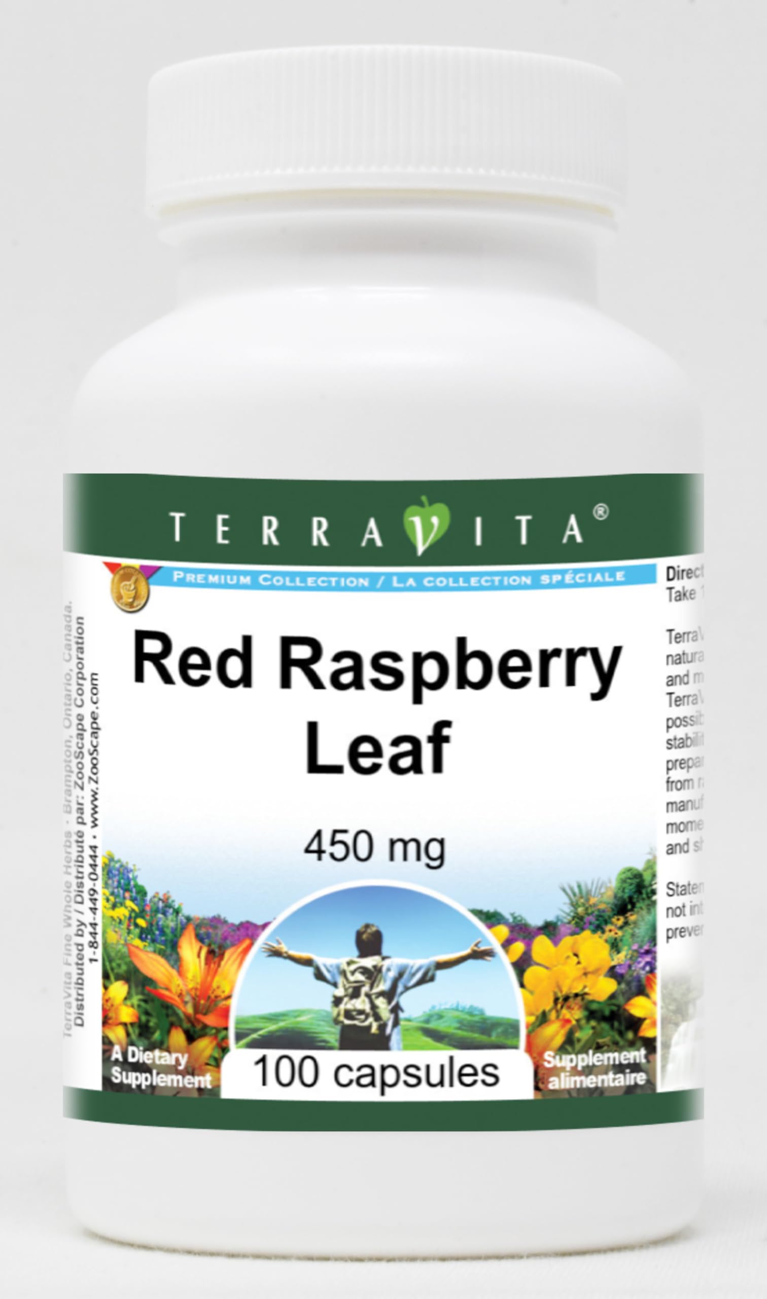 Terravita Red Raspberry Leaf 450 mg Capsules, 100 Count