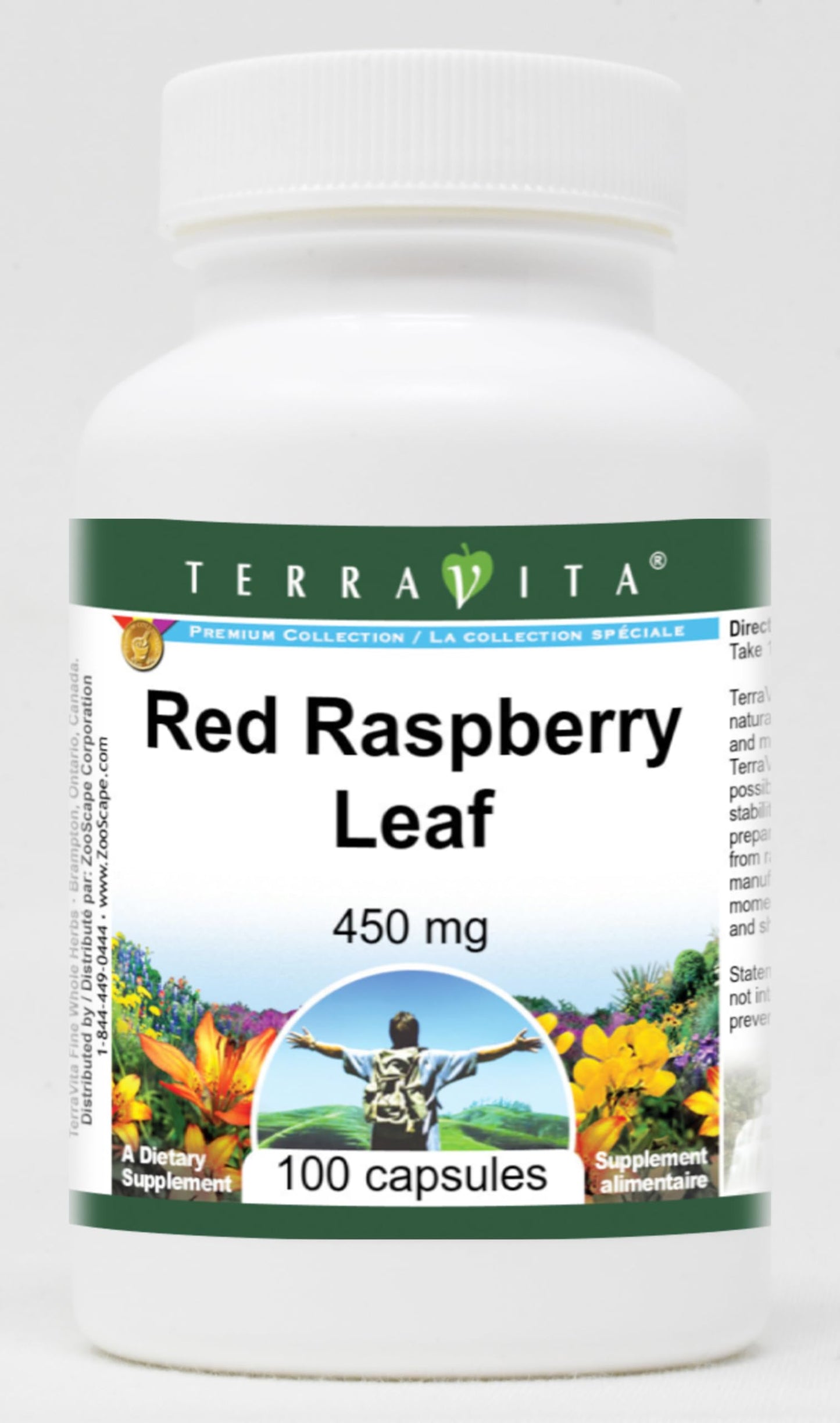 Terravita Red Raspberry Leaf 450 mg Capsules, 300 Count