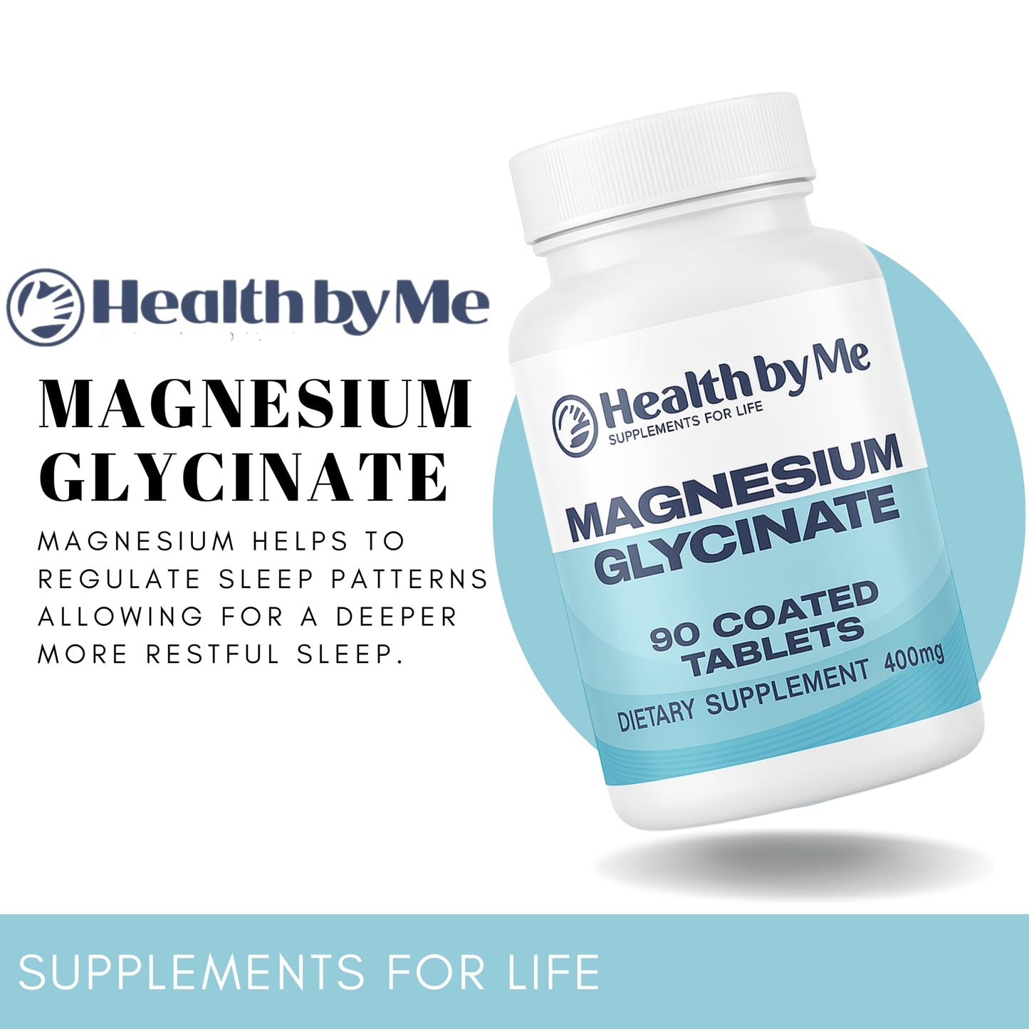 HEALTH BY ME Magnesium Glycinate 400 mg Tablet, 180 Tablets, 2-Pack