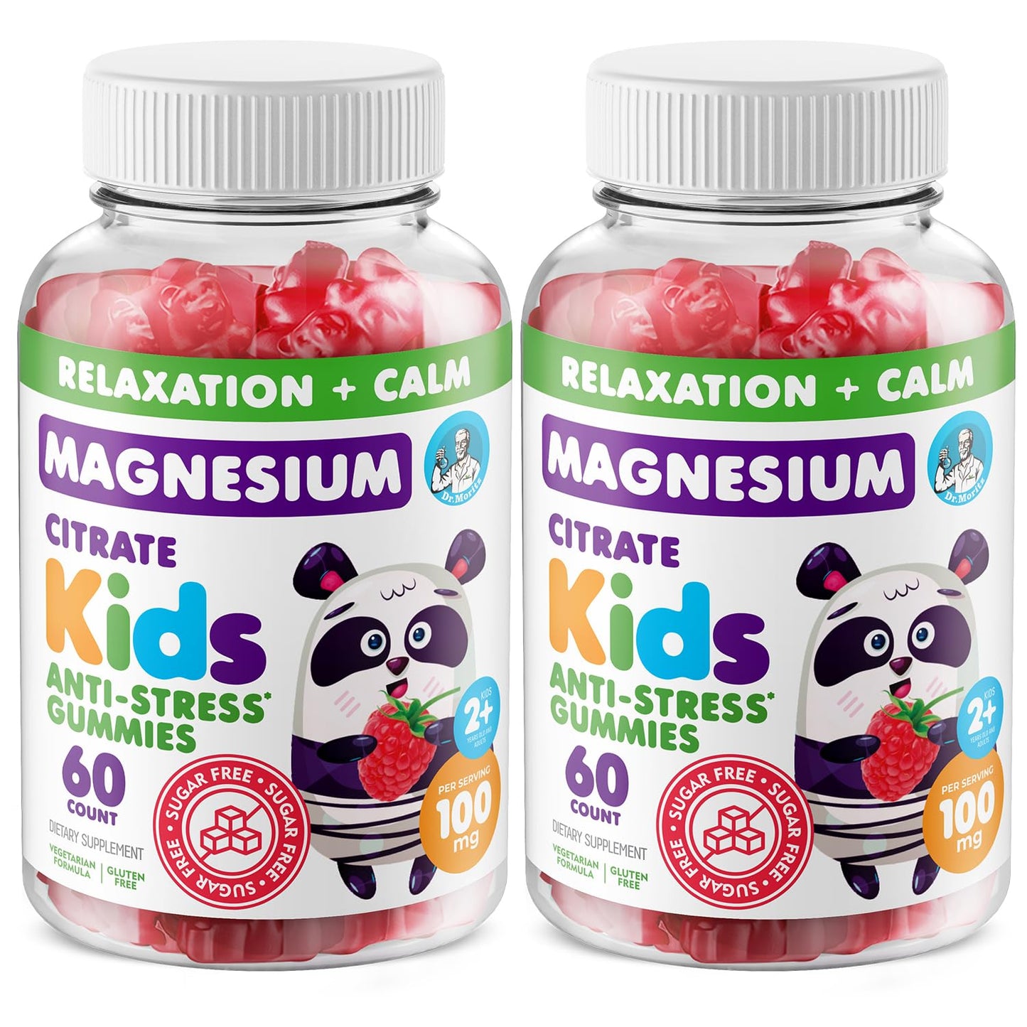 DR. MORITZ Sugar-Free Calm Magnesium Gummies - Magnesium Citrate - Raspberry Flavor - Non-GMO - 120 Gummies