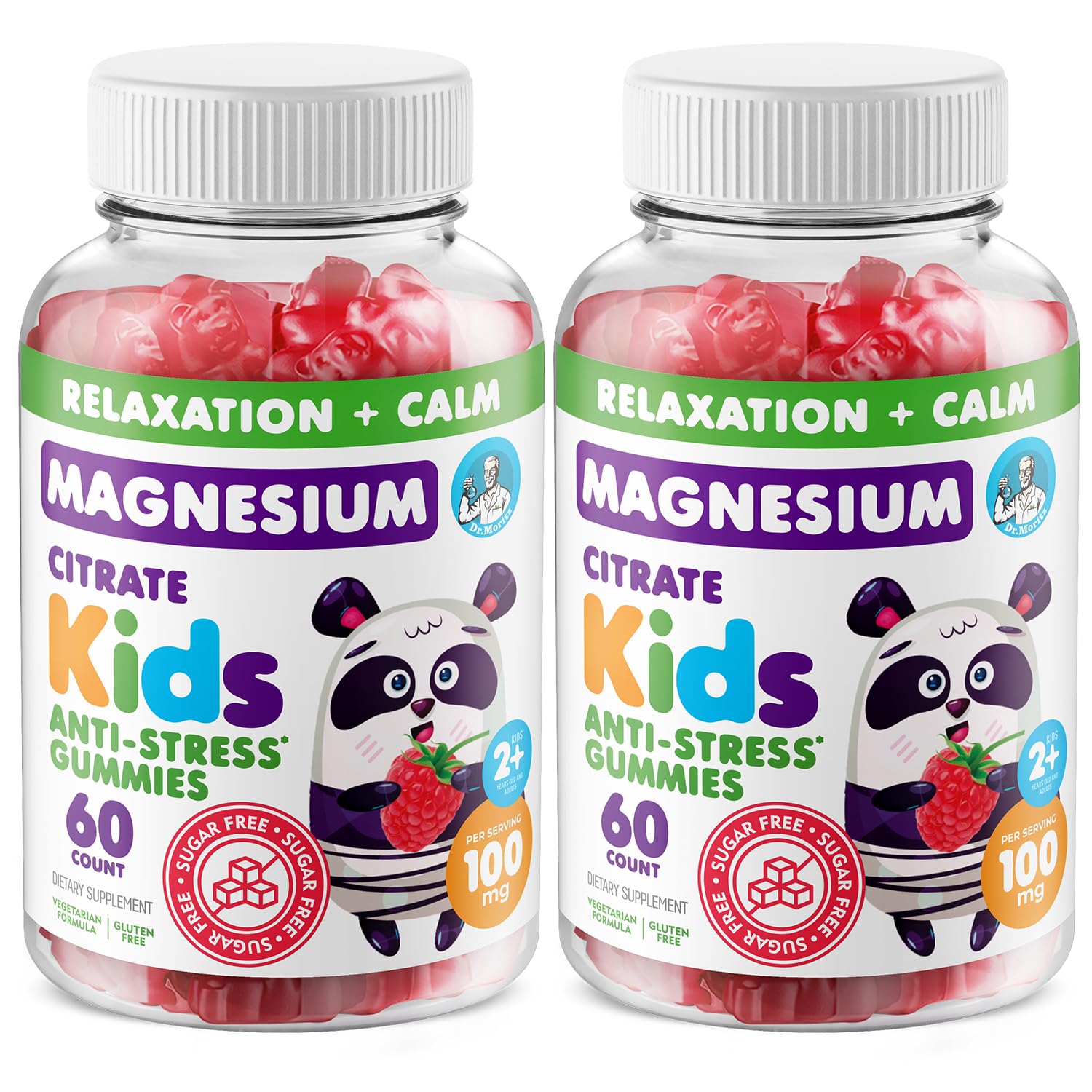 DR. MORITZ Sugar-Free Calm Magnesium Gummies - Magnesium Citrate - Raspberry Flavor - Non-GMO - 120 Gummies