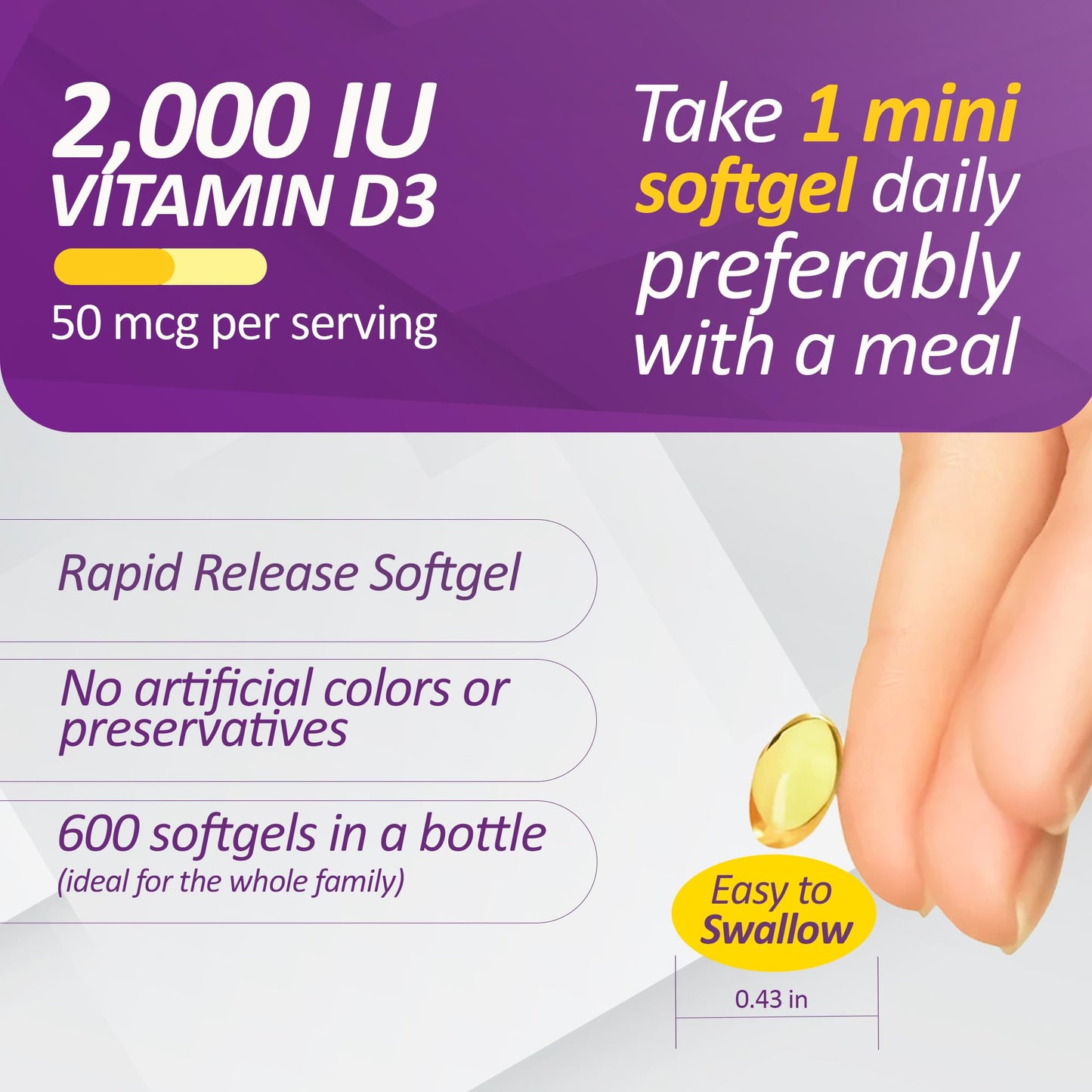 Prati Donaduzzi Vitamin D3 2,000 IU (50 mcg) Softgel 600