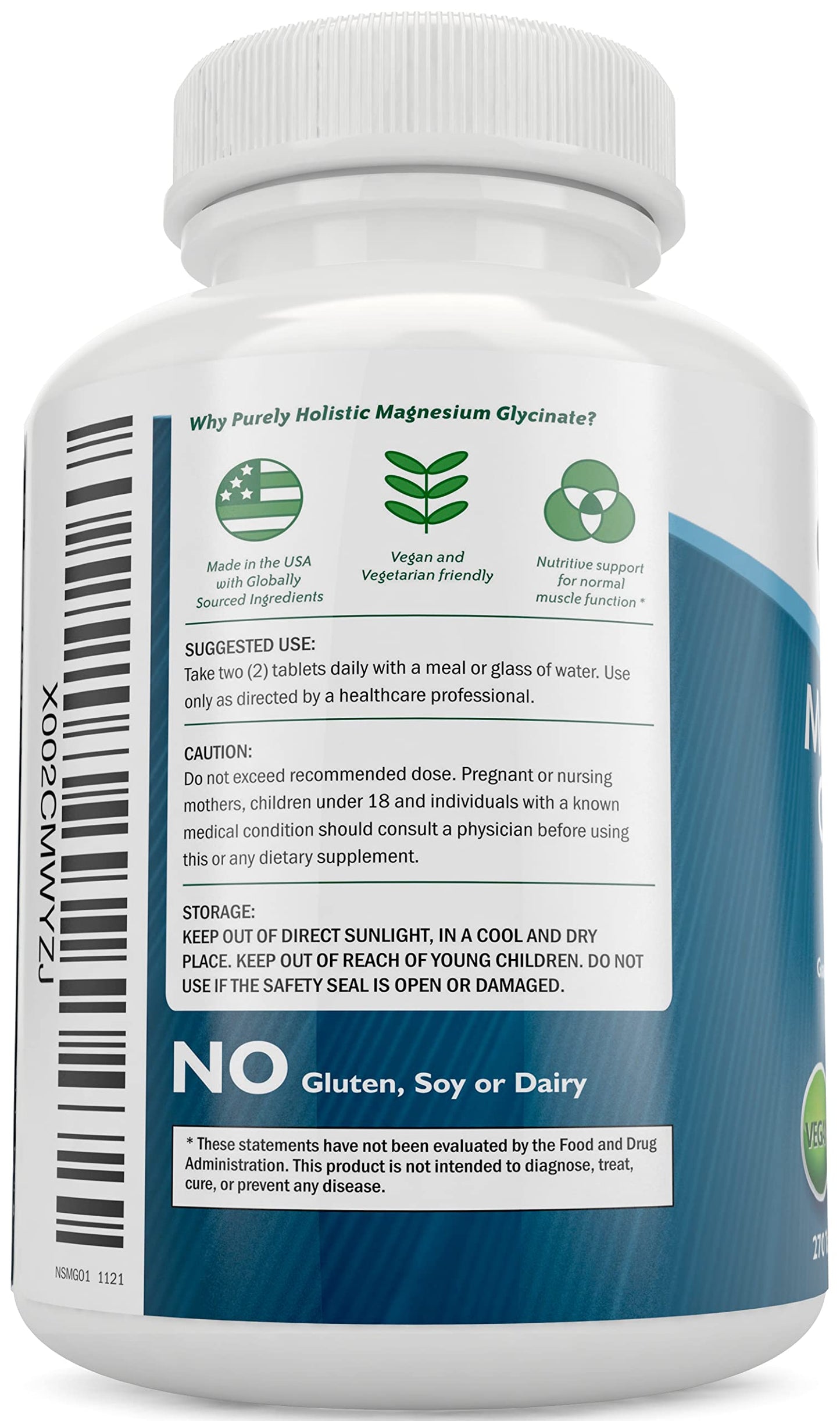 Purely Holistic Magnesium Glycinate 400mg + Organic Turmeric Curcumin 700mg with Bioperine Providing 95% Curcuminoids, Capsules, Tablets, 2-Pack