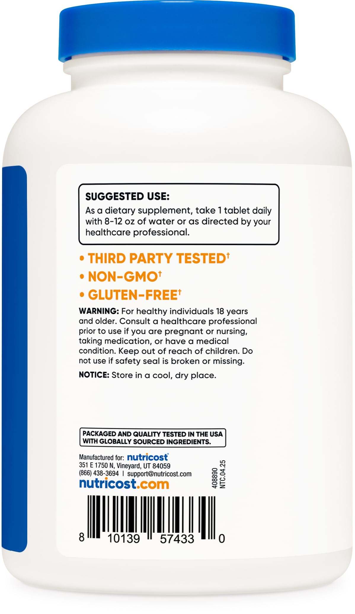 Nutricost N-Acetyl L-Cysteine (NAC) 1000 mg Tablet, 240 Count