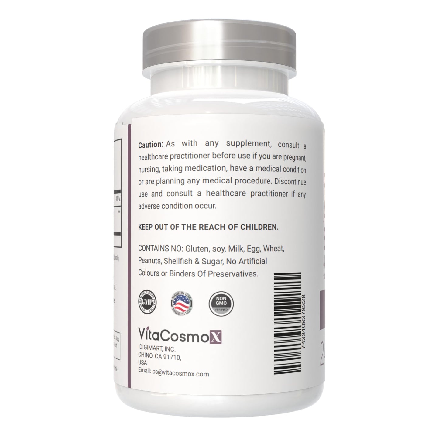 VitaCosmoX Pygeum Africanum Supplement Capsules 240 Count