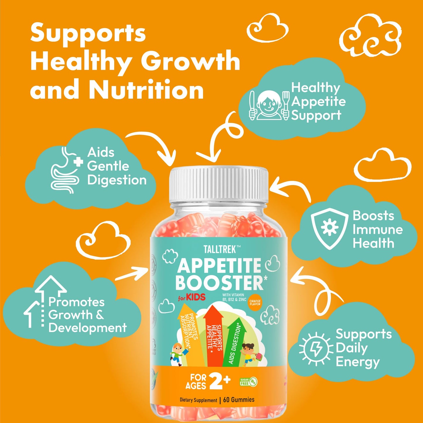 TallTrek Appetite Booster for Kids Gummies 60 Count
