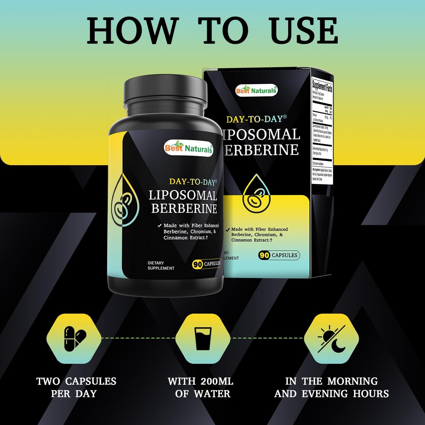 Best Naturals Liposomal Berberine 1200 mg Veg Capsules, 90 Count