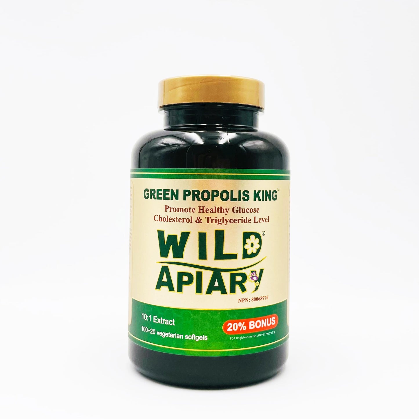 Generic Wild Apiary Brazilian Green Bee Propolis Vegetable Softgels, 360 Count