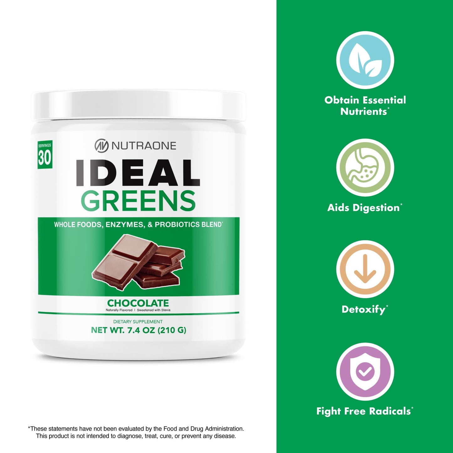 NutraOne Ideal Greens Antioxidant and Nutrient-Rich Superfood Greens Powder Berry, 8.46 Ounce