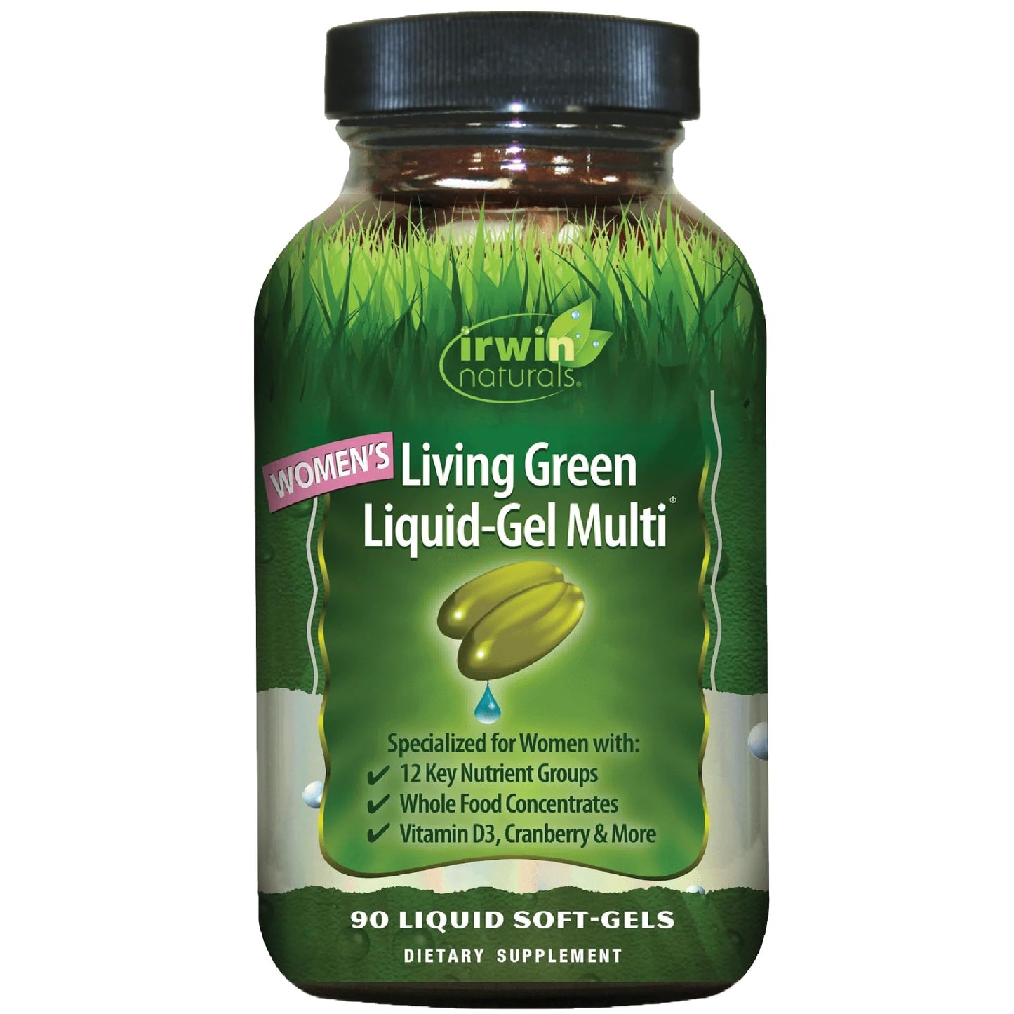 Irwin Naturals Women’s Living Green Liquid-Gel Multi - Whole Food Multivitamin for Women with 70 Nutrients, Omega Oils & Greens Blend, Softgel, 120 Count