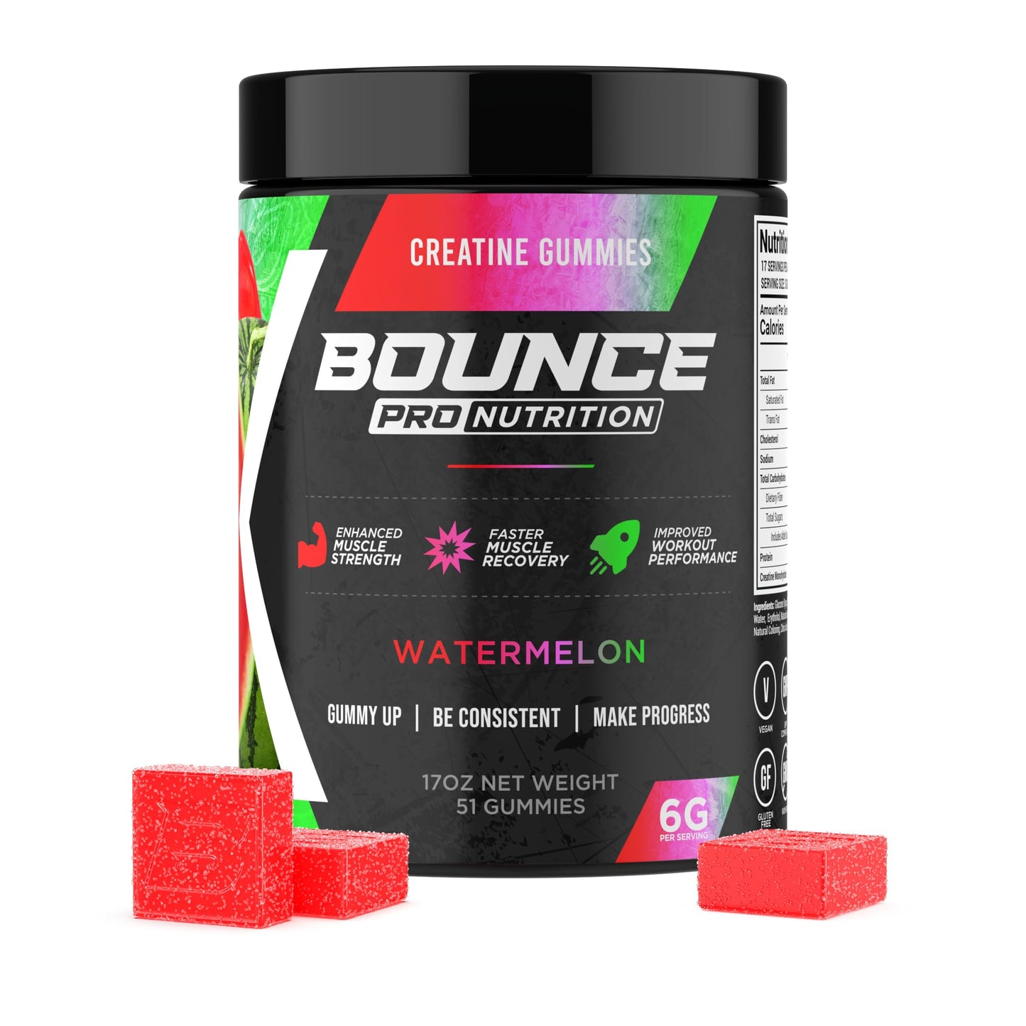 Bounce Pro Creatine Monohydrate Gummies, 51 Count