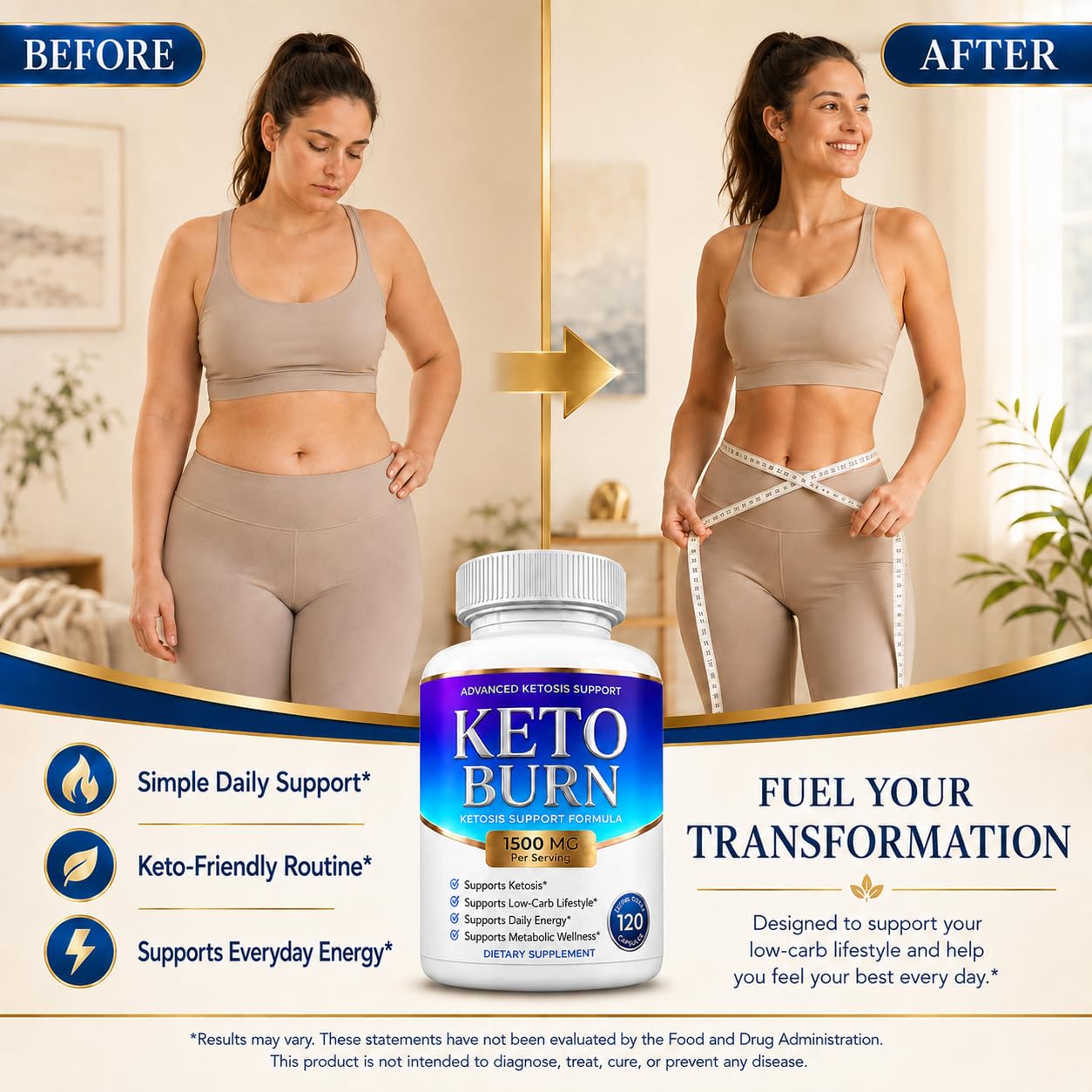 NUTRIBELLA Keto Burn Pills 1500mg Capsules, 120 Count