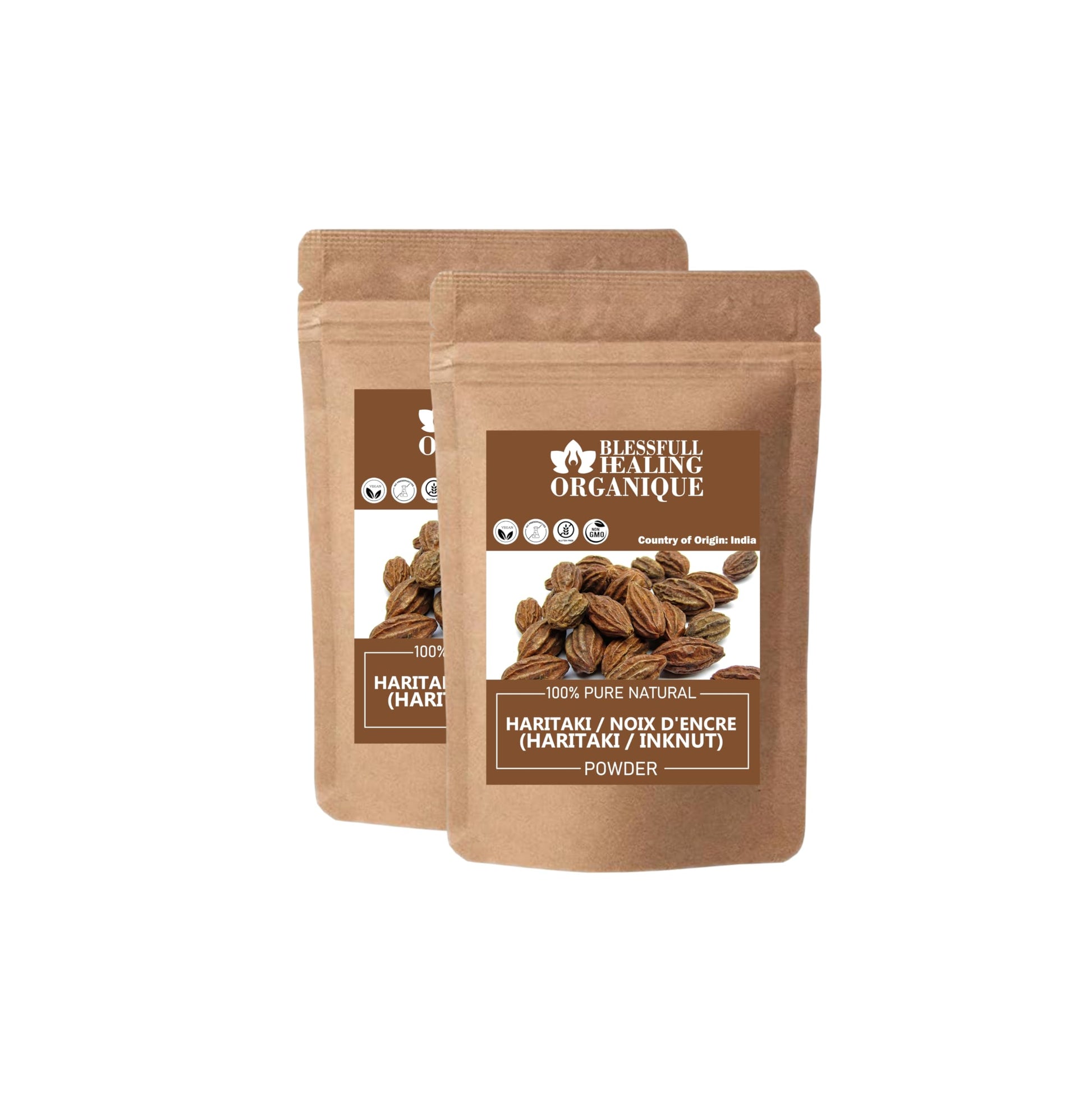 Blessfull Healing Organic Haritaki/Inknut Powder, 2-Pack, 200 g